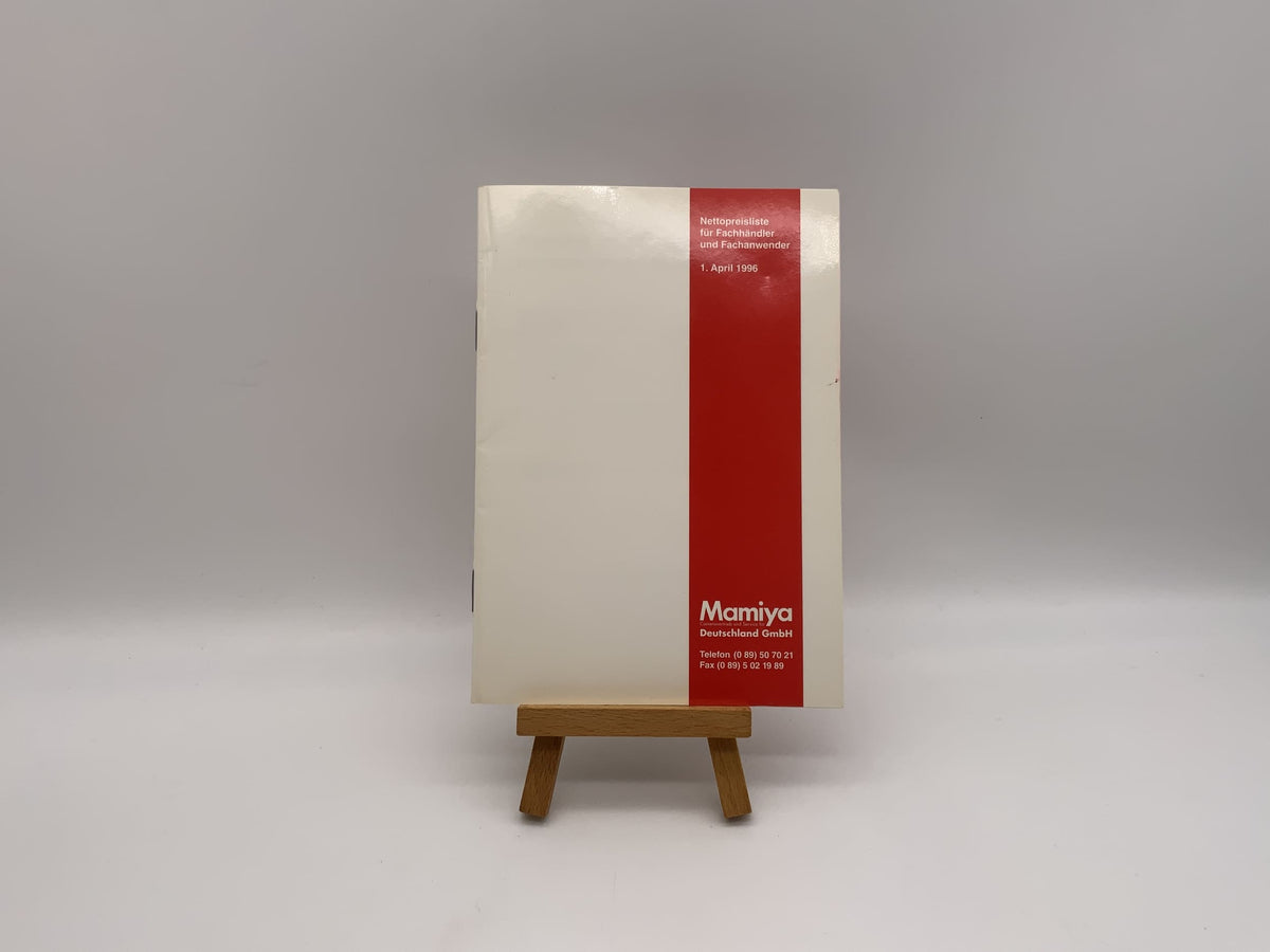 Mamiya Price List 1996 Net Price List for Dealers and Professional Users German