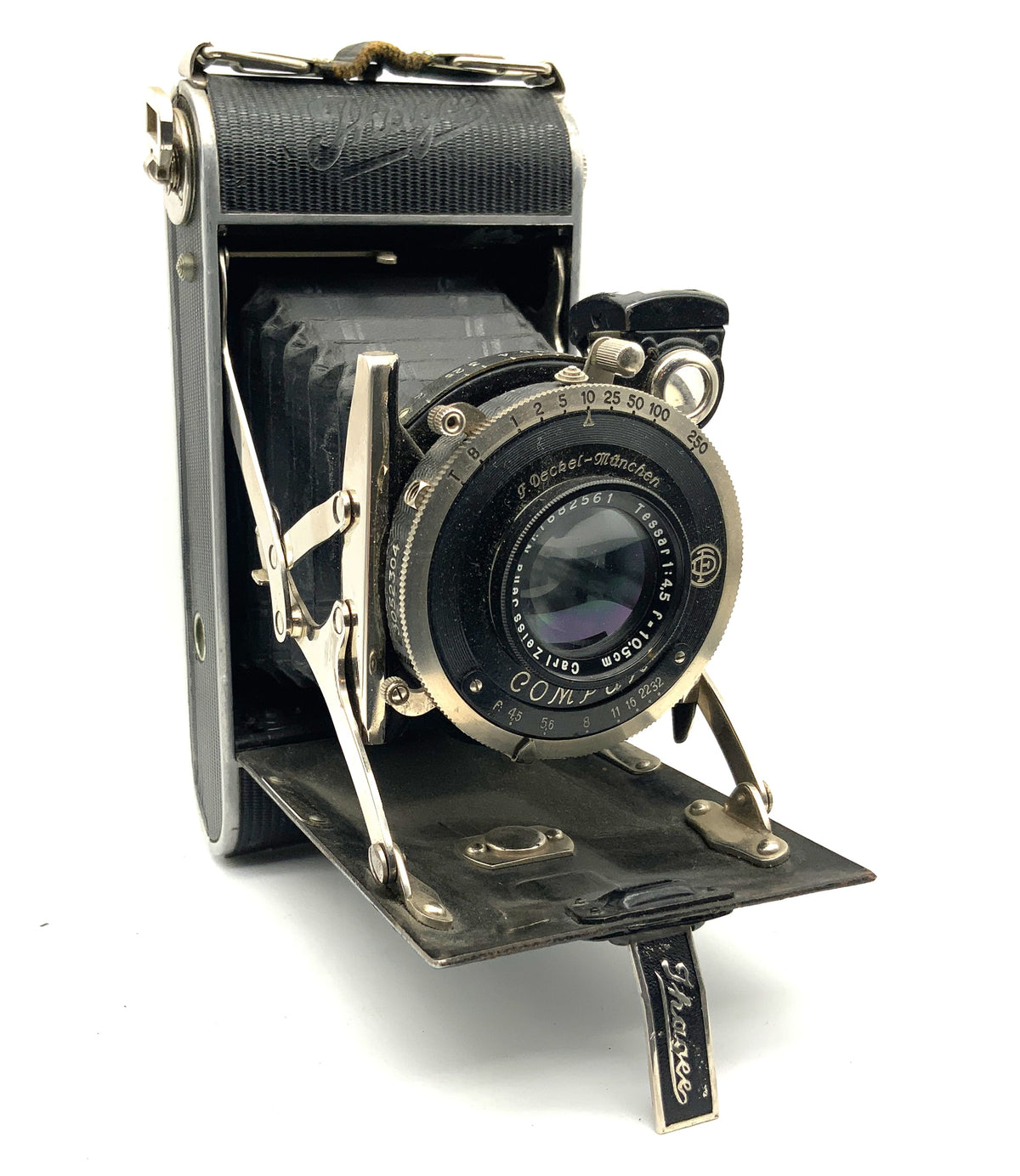 Ihagee Klappkamera mit Carl Zeiss Tessar 10,5cm 1:4,5 6x9 Compur Analogkamera