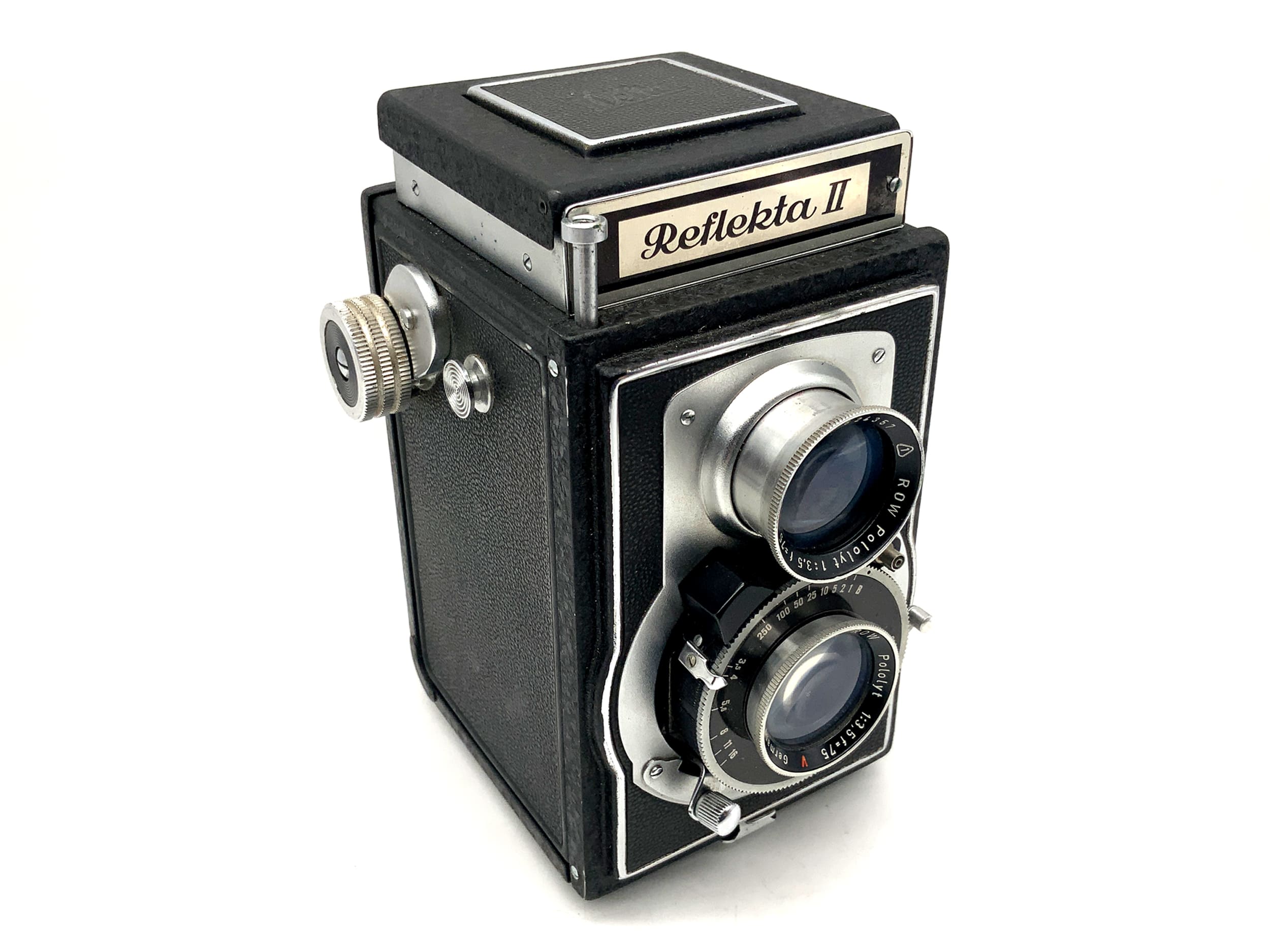 Welta Reflexiona II TLR with ROW Pololyt 75mm 1:3.5 red V two-lens analog camera