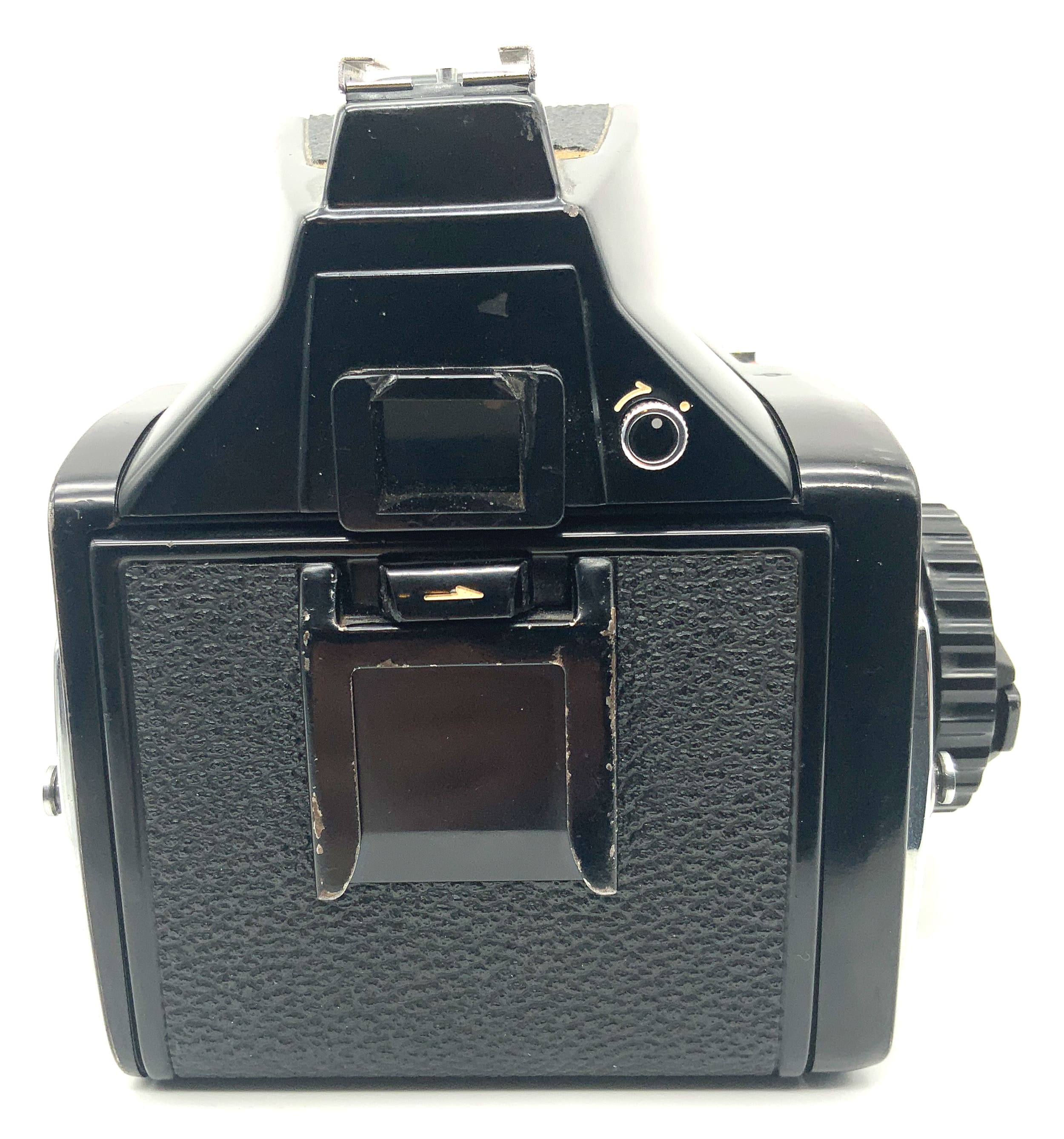 Mamiya M645 Mittelformatkamera mit Sekor C 80mm 1:2.8 mit Magazin und Prisma