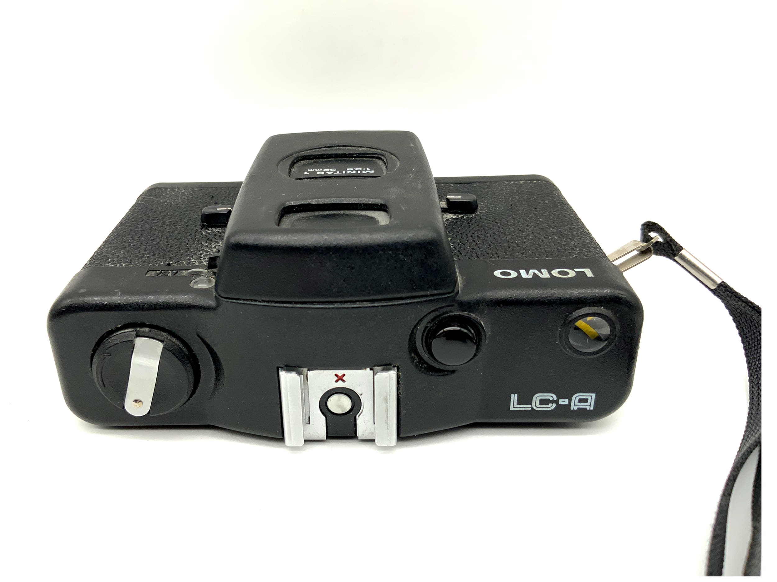 Lomo LC-A viewfinder camera with Minitar 1 32mm 1:2.8 compact camera analog camera
