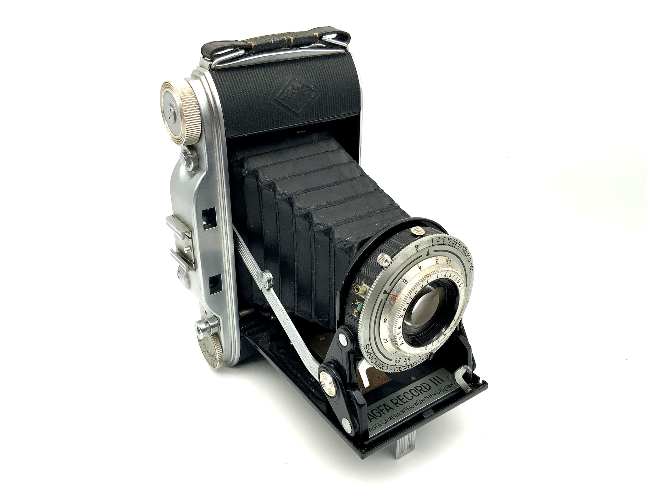 Agfa Record III folding camera with Solinar 1:4.5 105mm Synchro Compur analogue camera