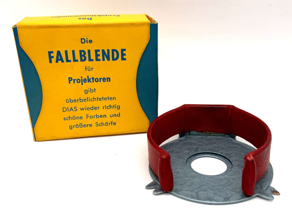 Drop-down lens hood/backlight hood for projectors in original packaging.