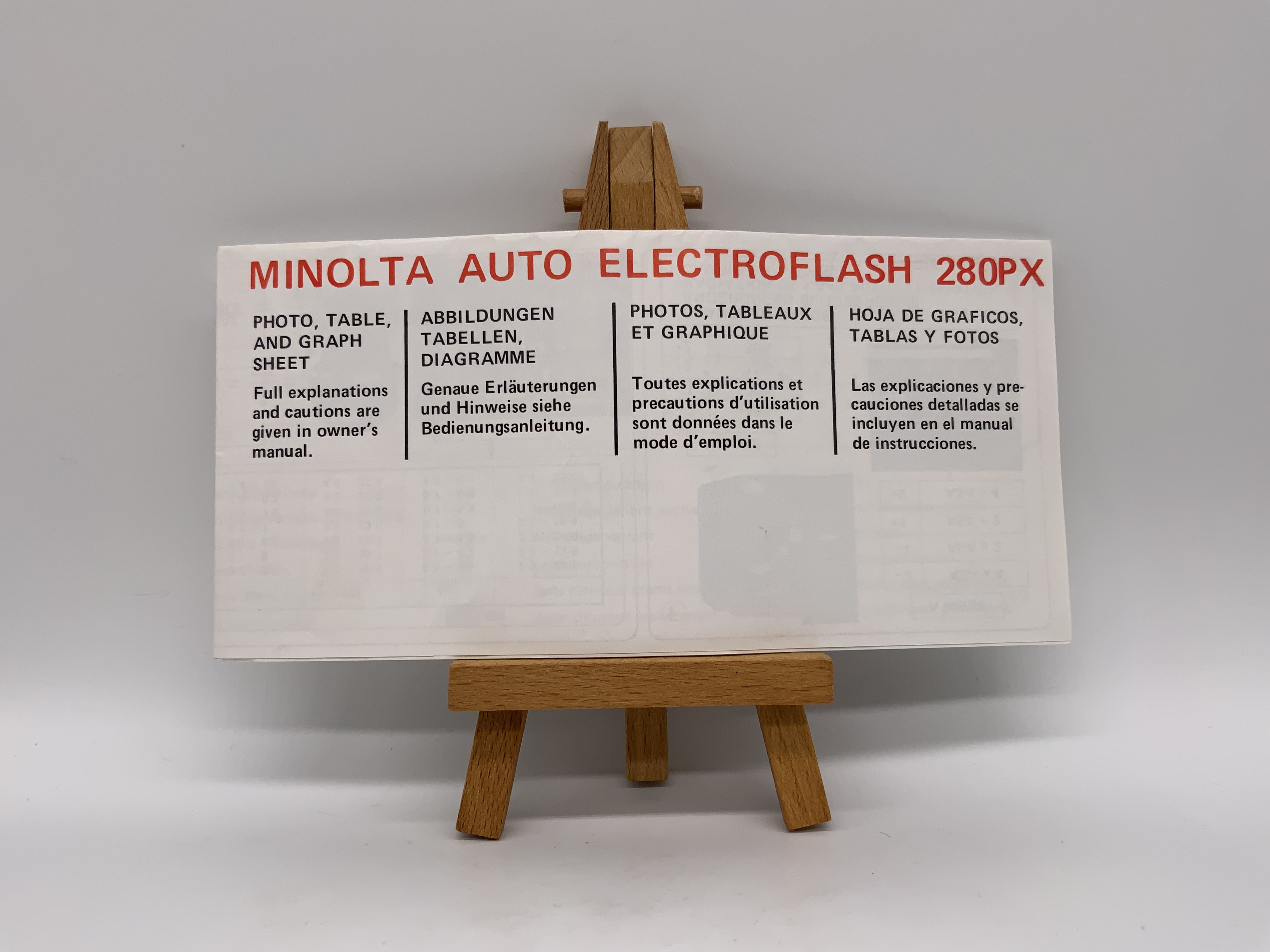 Minolta Auto Electroflash 280PX Abbildungen, Tabellen, Diagramme Deutsch