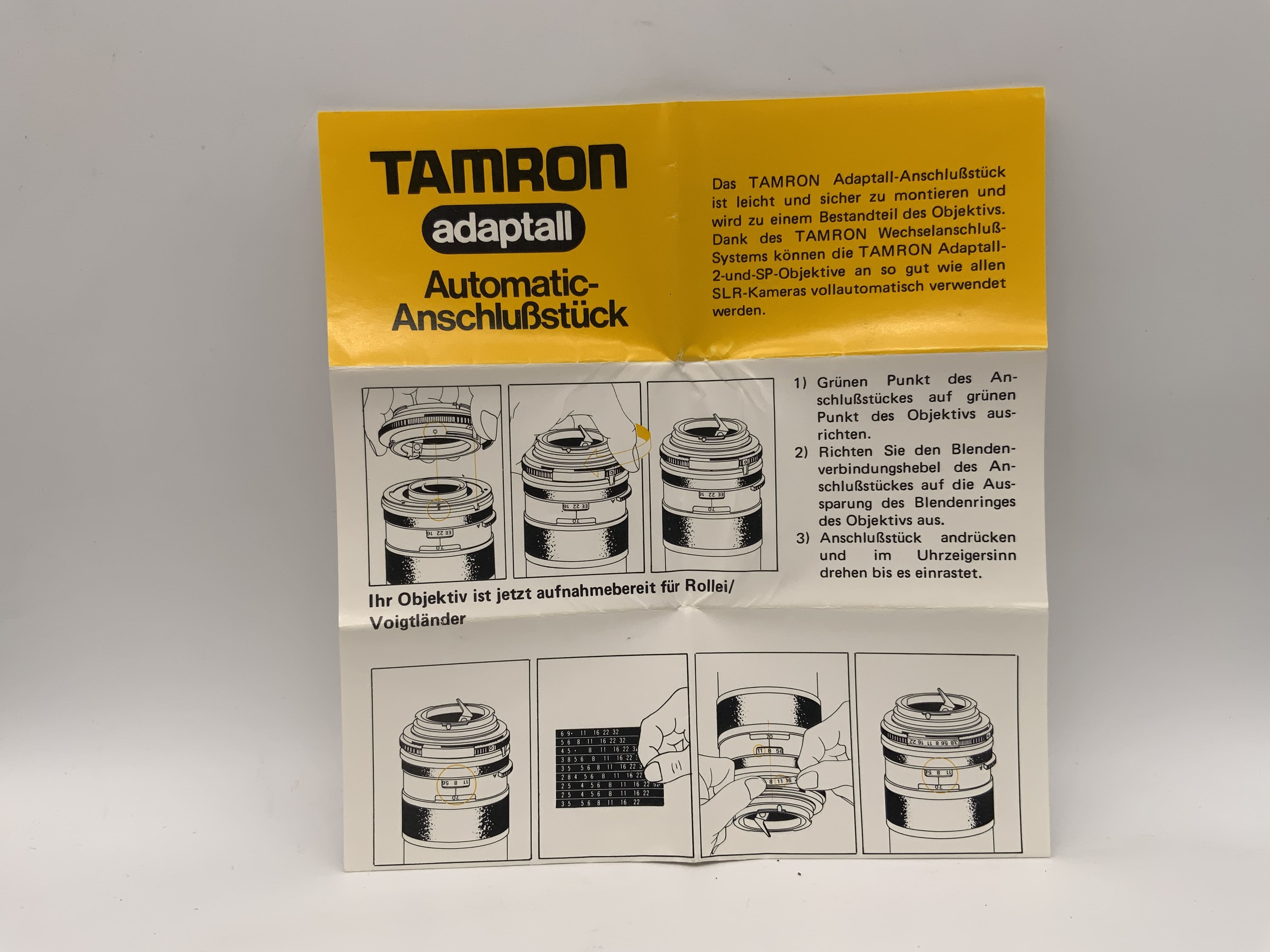 Tamron adaptall Automatic-Anschlußstück Bedienungsanleitung Deutsch