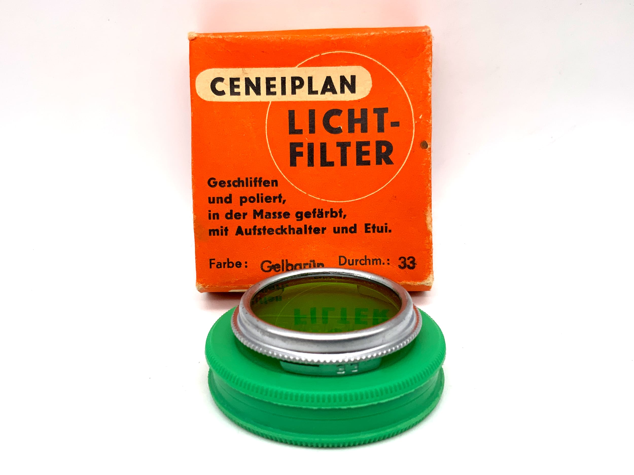 Ceneiplan color filter yellow green/yellow green slip on in original packaging filter 33mm