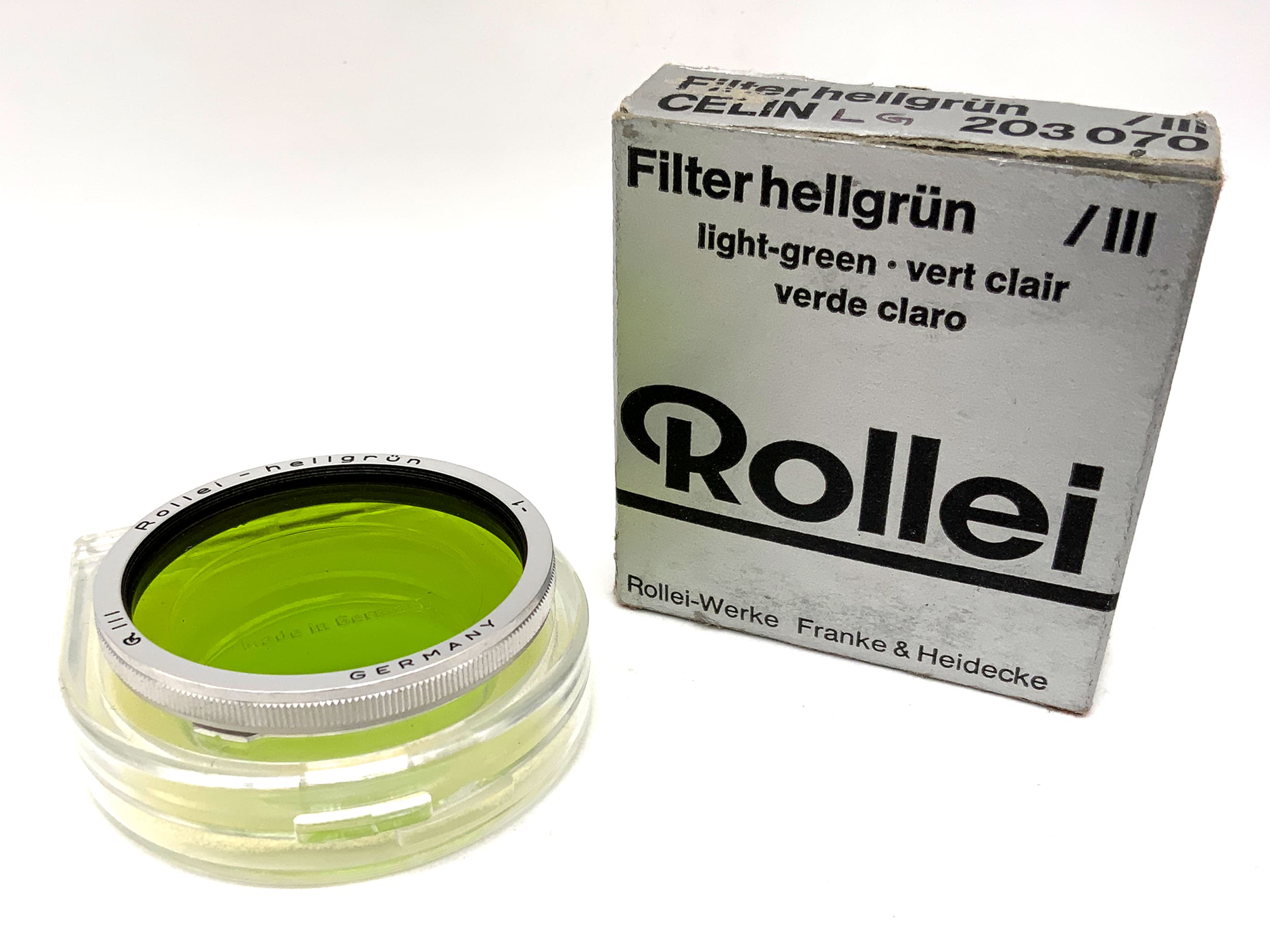 Rollei color filter Rolleiflex F&amp;H light green -1 (203070) in original packaging Filter R III