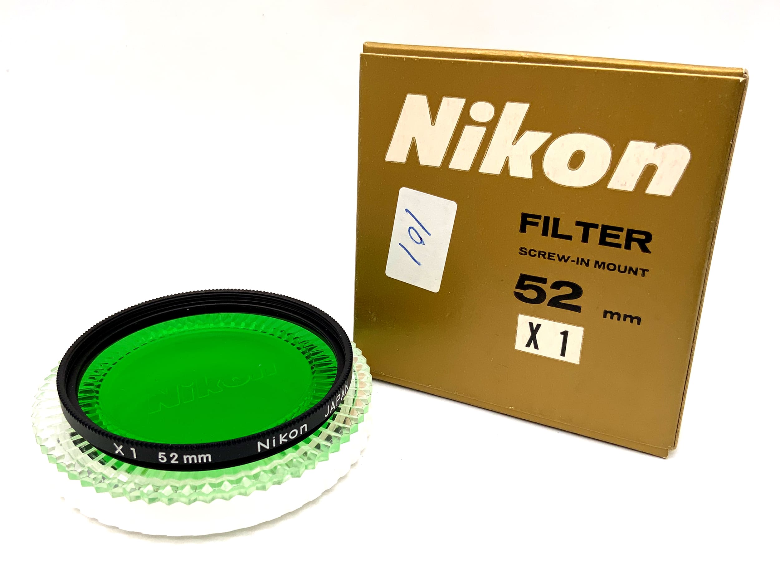 Nikon green color filter X1 in original packaging, 52mm circular filter thread