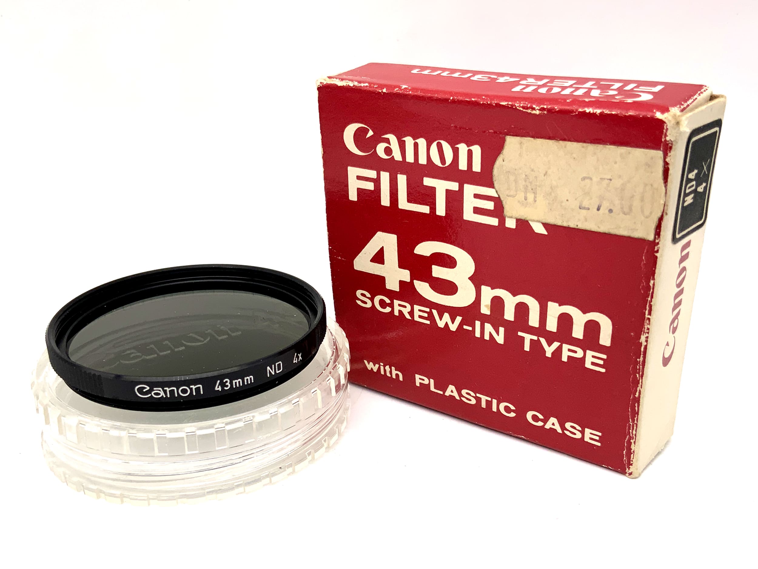 Canon ND 4x neutral density filter in original packaging, 43mm circular filter thread