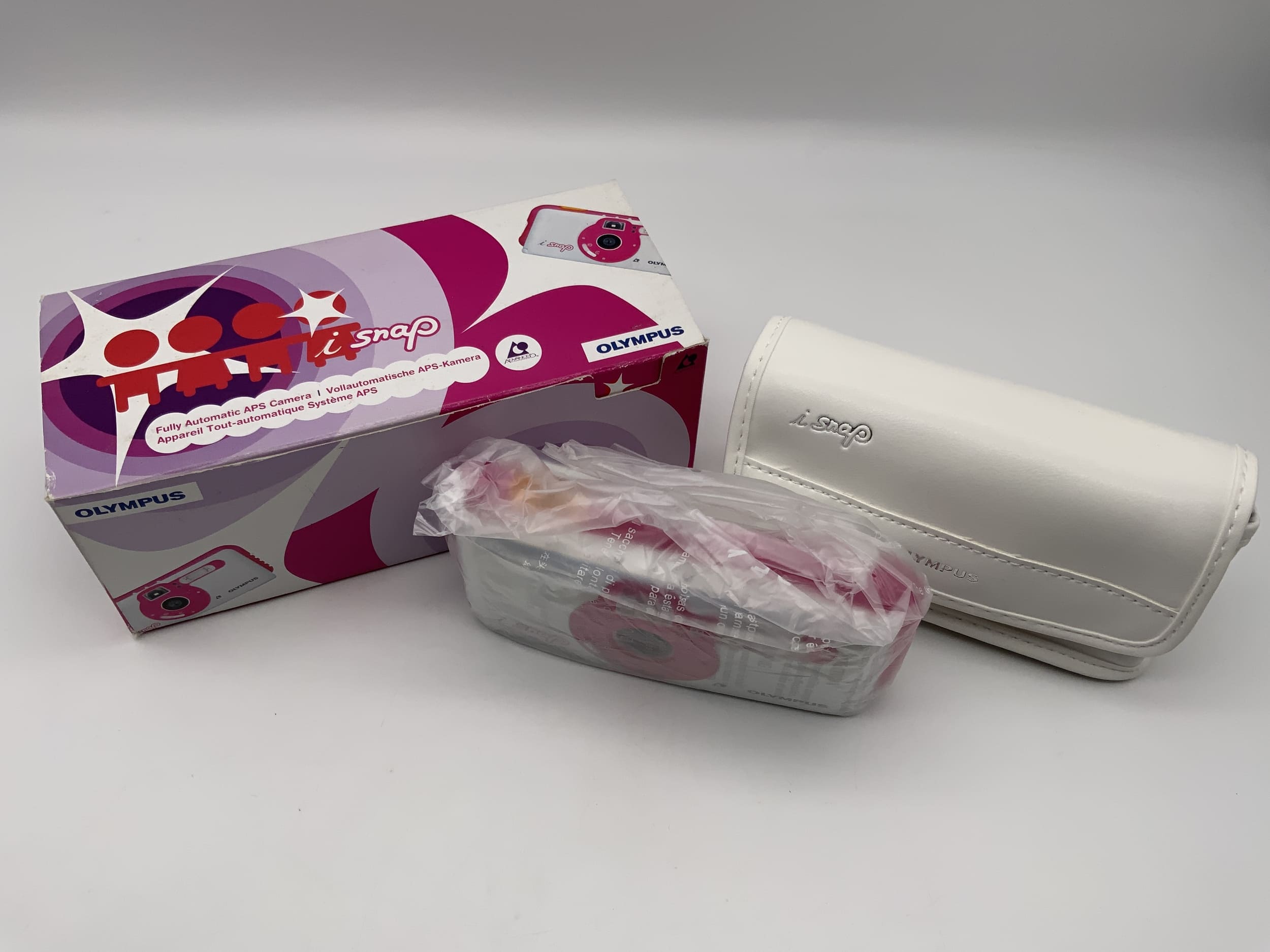 Olympus i snap compact camera Point&amp;Shoot Camera APS pink original packaging without battery