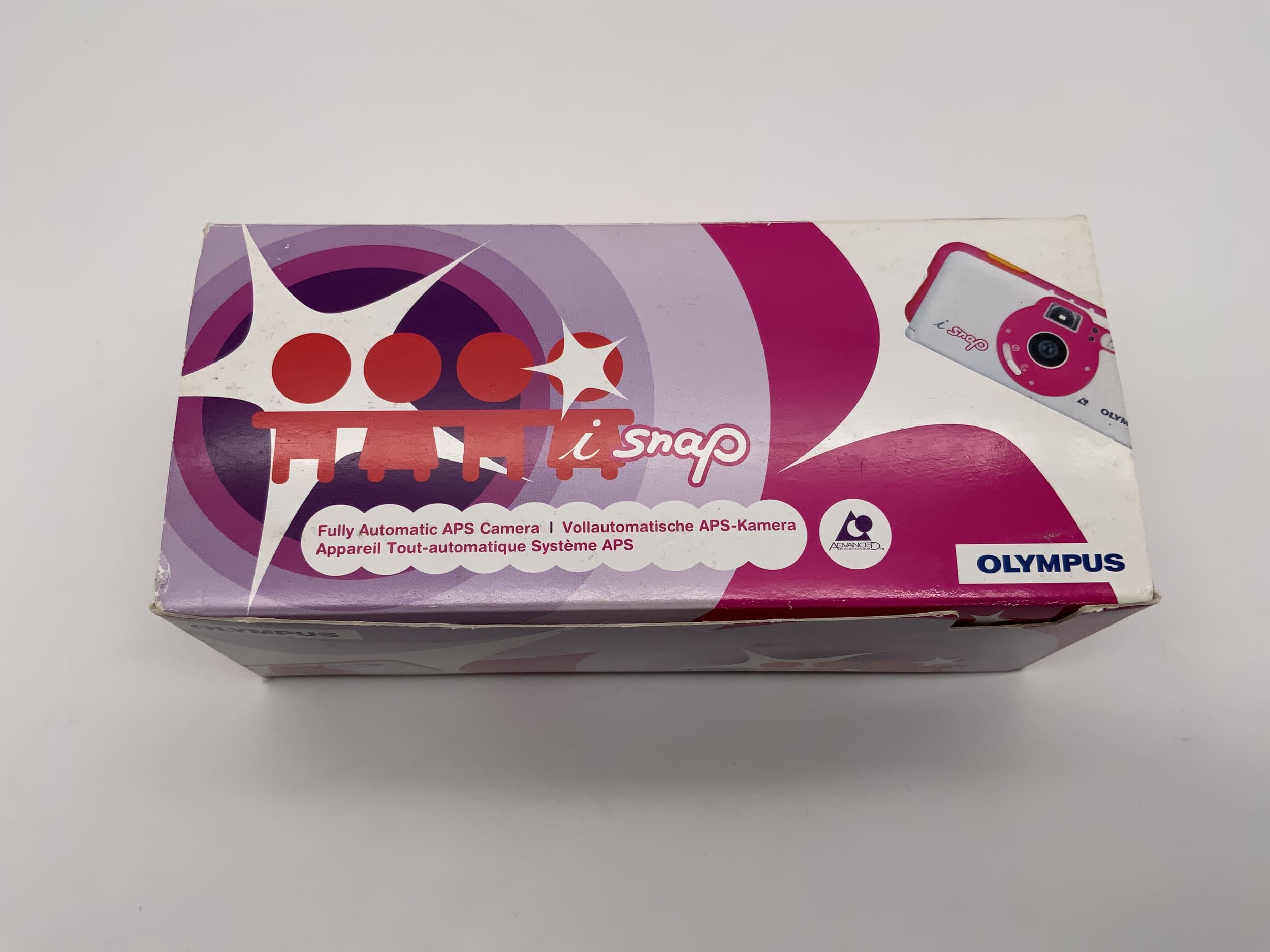Olympus i snap compact camera Point&amp;Shoot Camera APS pink original packaging without battery