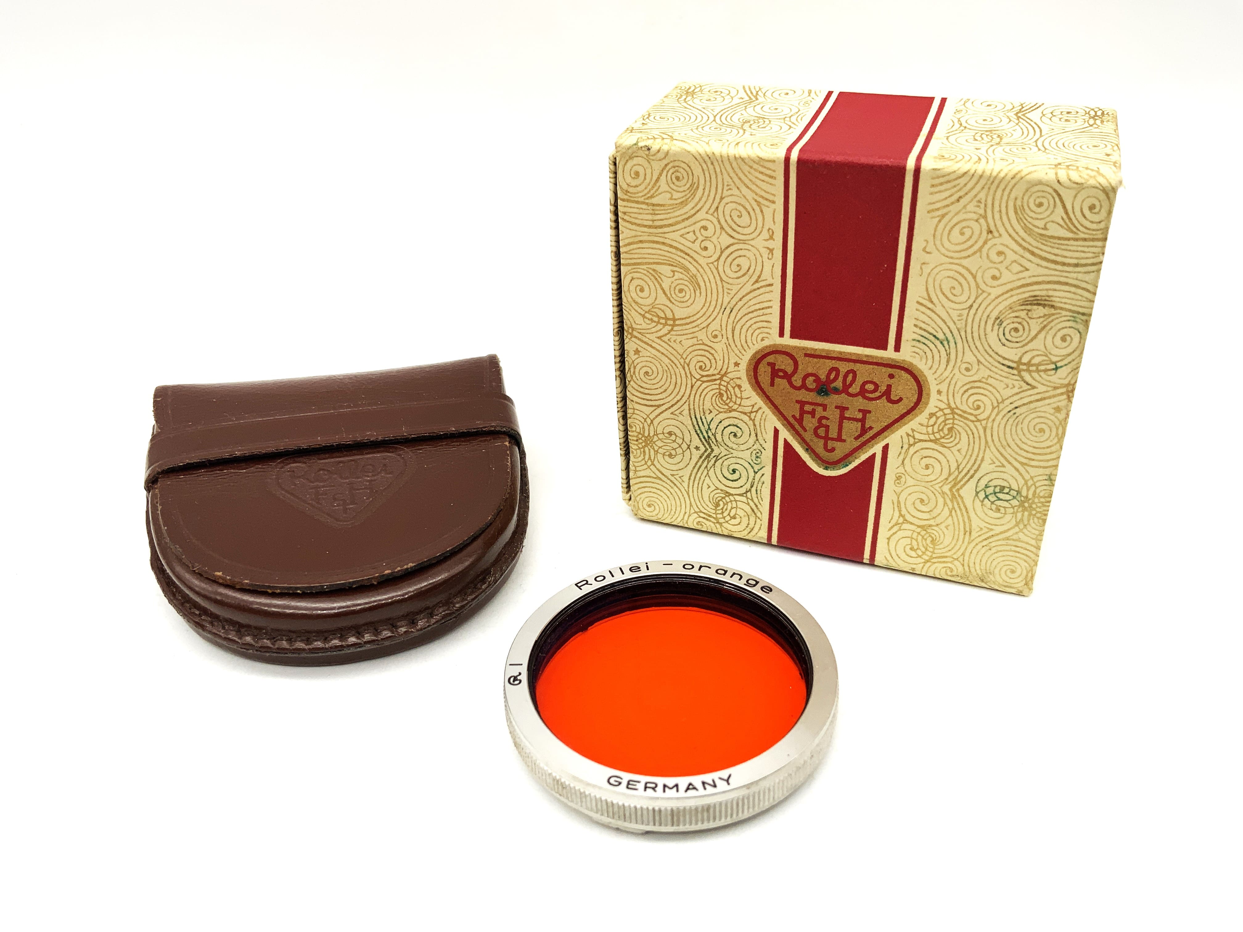 Rollei orange color filter in original packaging, circular filter thread