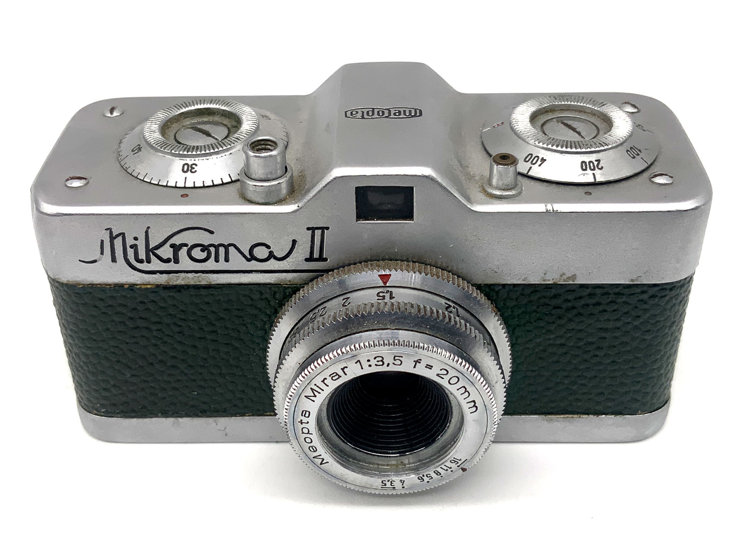 Meopta Mikroma II miniature camera with Mirar 20mm 1:3.5 miniature camera