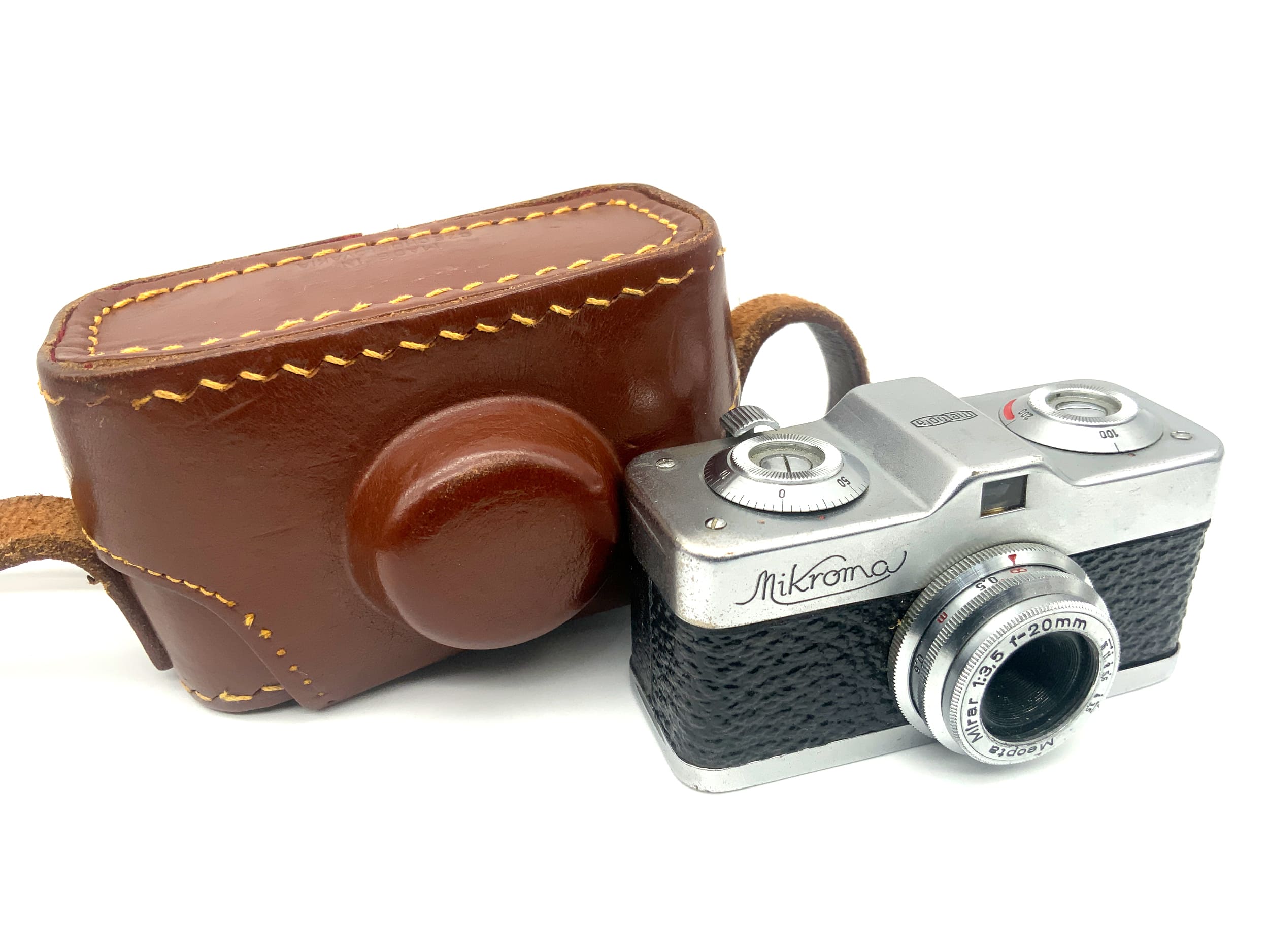 Meopta Mikroma miniature camera with Mirar 20mm 1:3.5 miniature camera