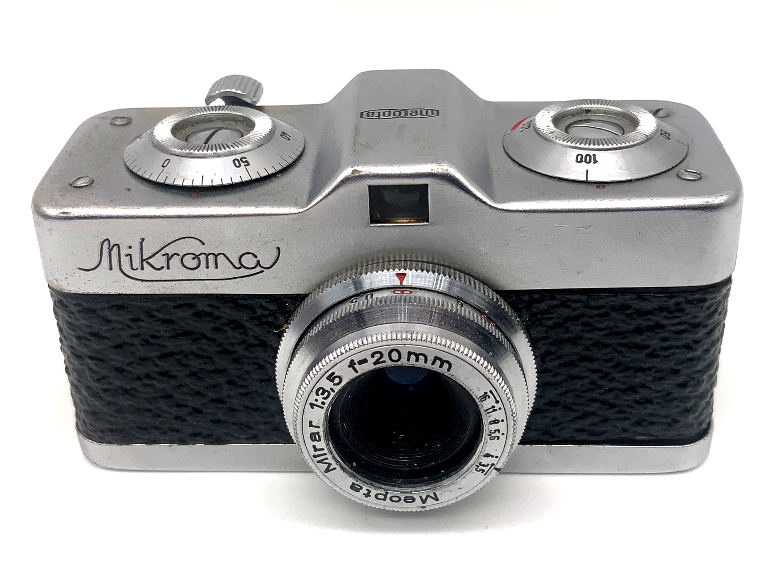 Meopta Mikroma miniature camera with Mirar 20mm 1:3.5 miniature camera