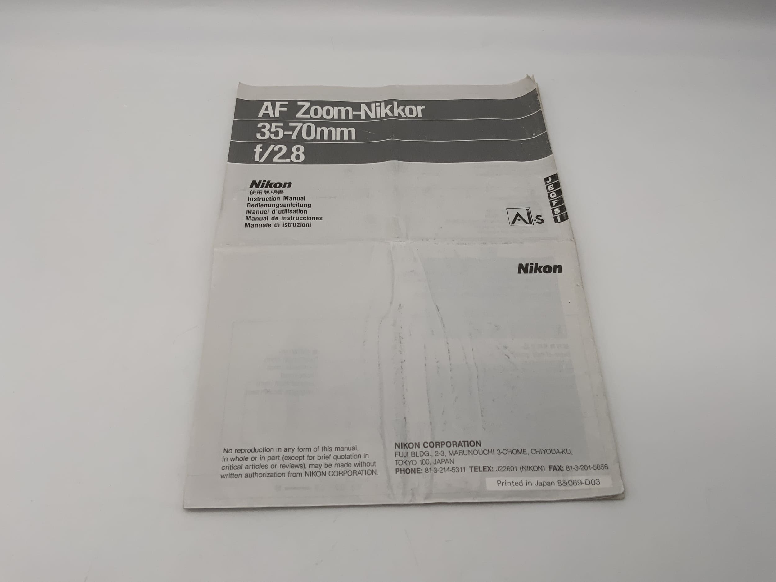 Nikon 35-70mm f/2.8 AF Zoom Nikkor User Manual (German)