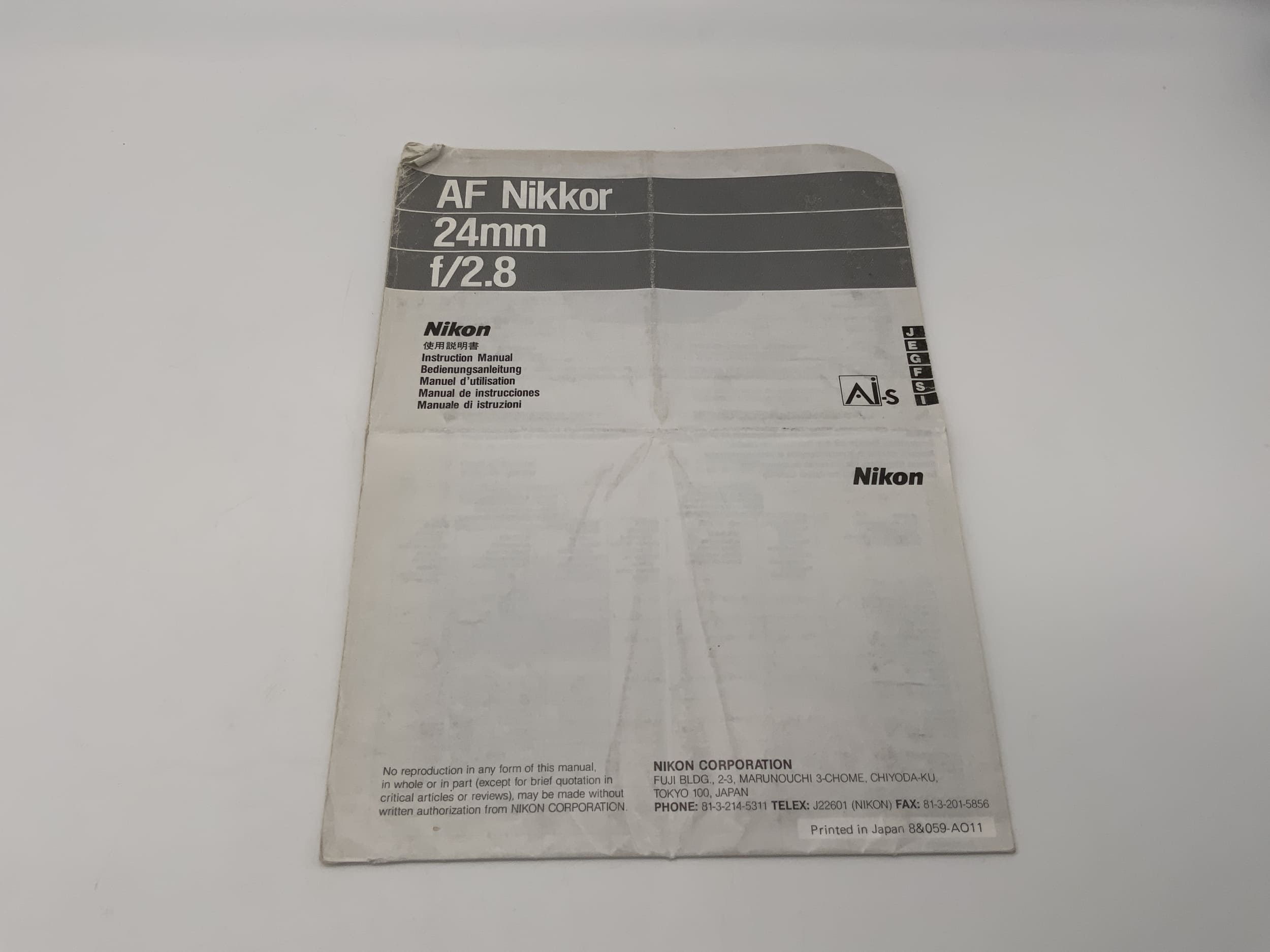 Nikon 24mm f/2.8 AF Nikkor User Manual (German)