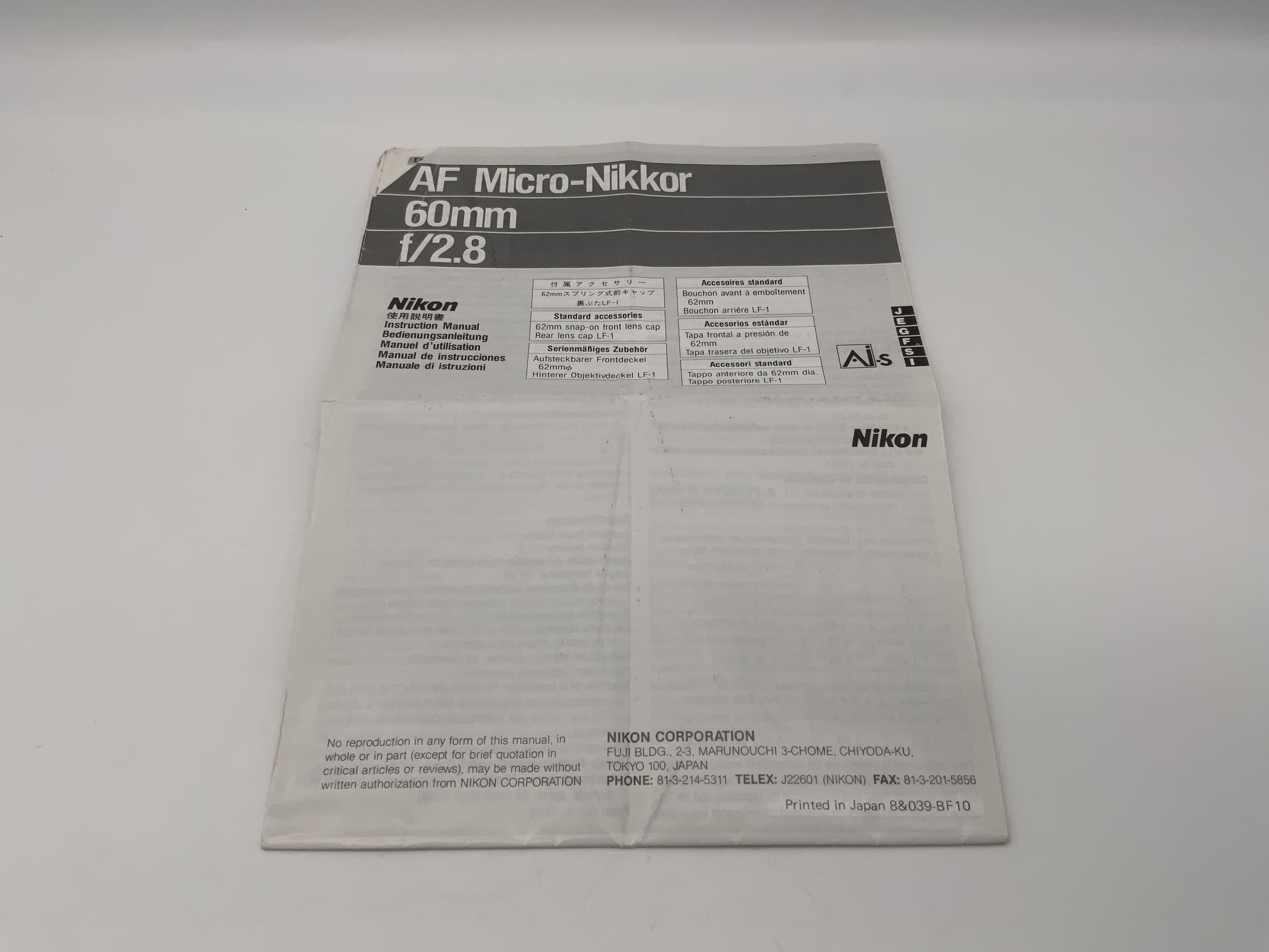Nikon 60mm f/2.8 AF Micro Nikkor User Manual (German)