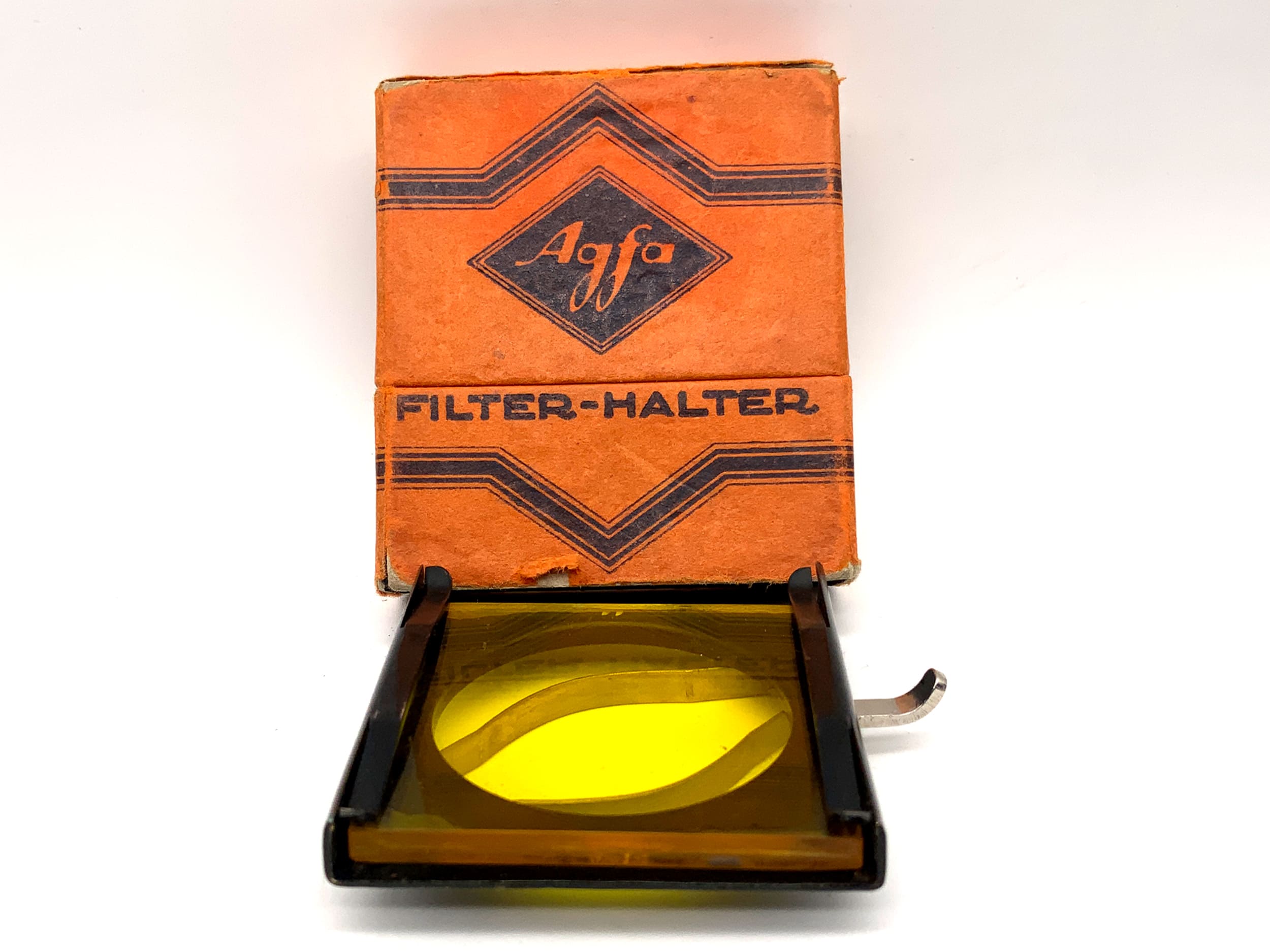 Agfa color filter holder with yellow filter, approx. 40x40mm filter thread