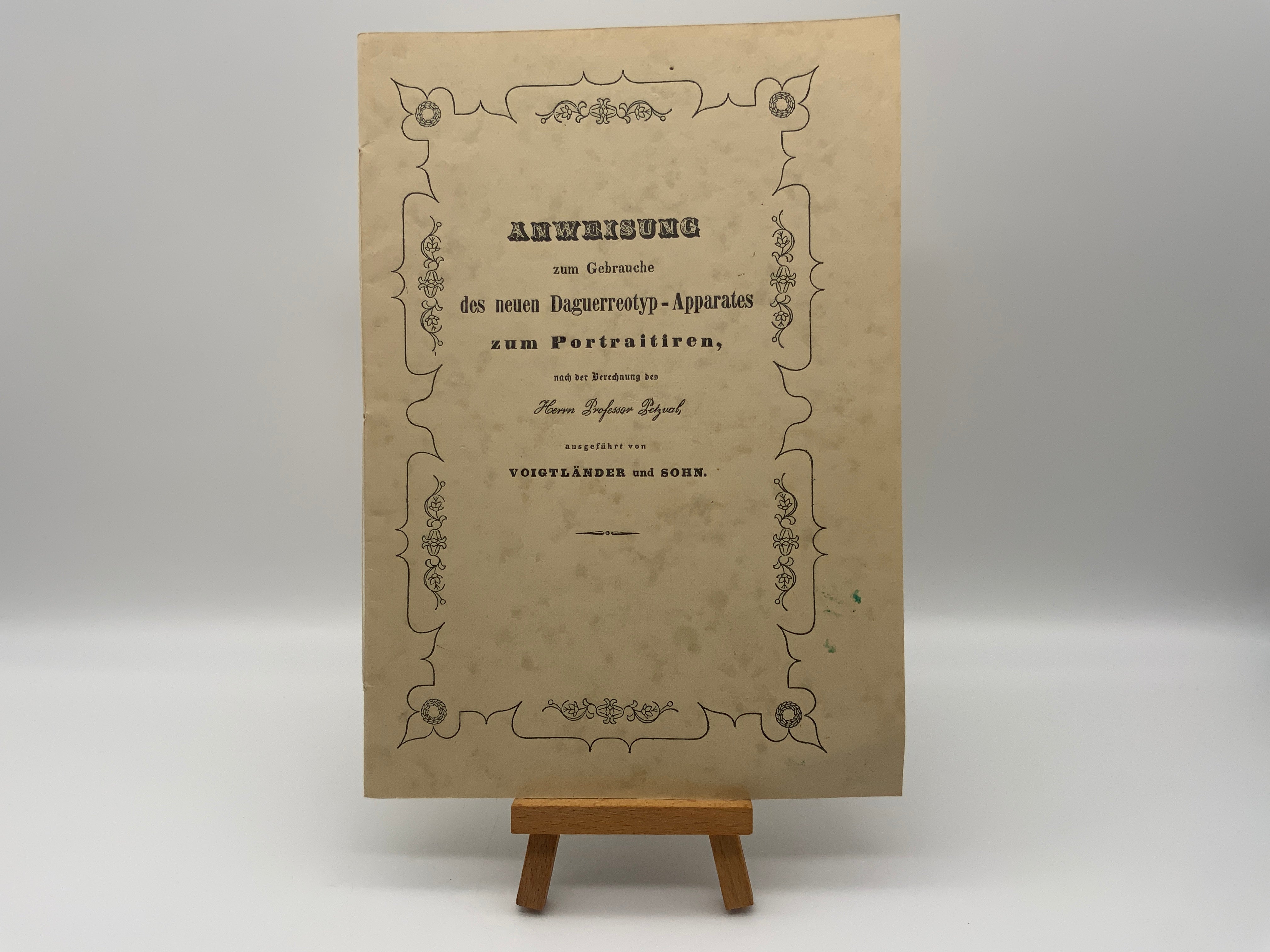 Voigtländer Daguerreotype Apparatus for Portraiture Operating Instructions German