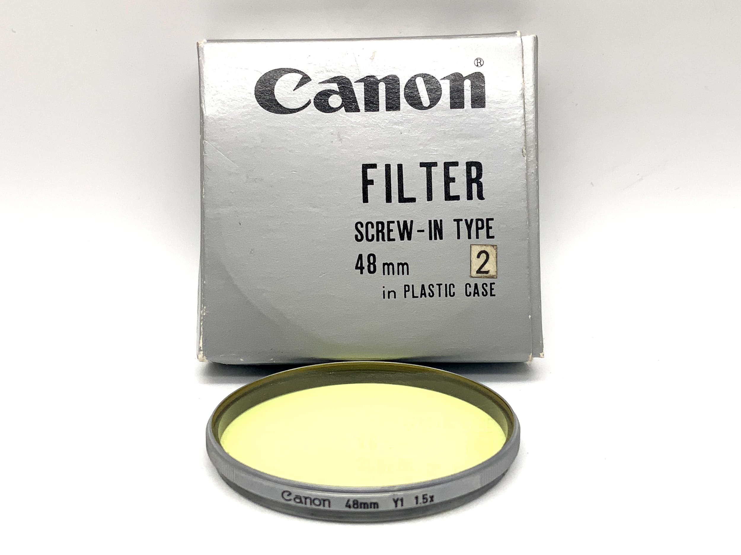 Canon Y1 1.5x yellow silver color filter in original packaging, 48mm filter thread