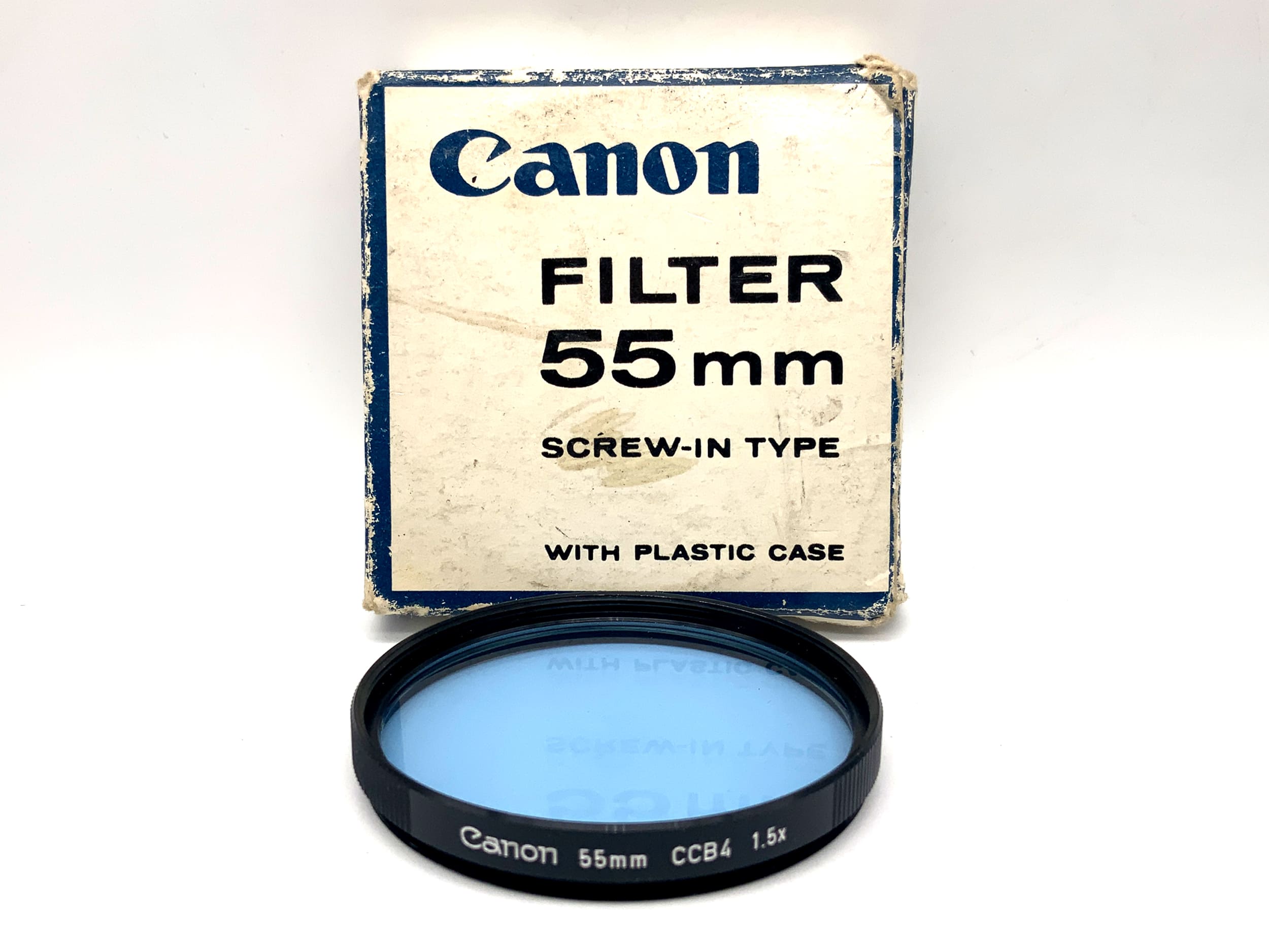 Canon CCB4 1.5x blue color filter in original packaging, 55mm filter thread