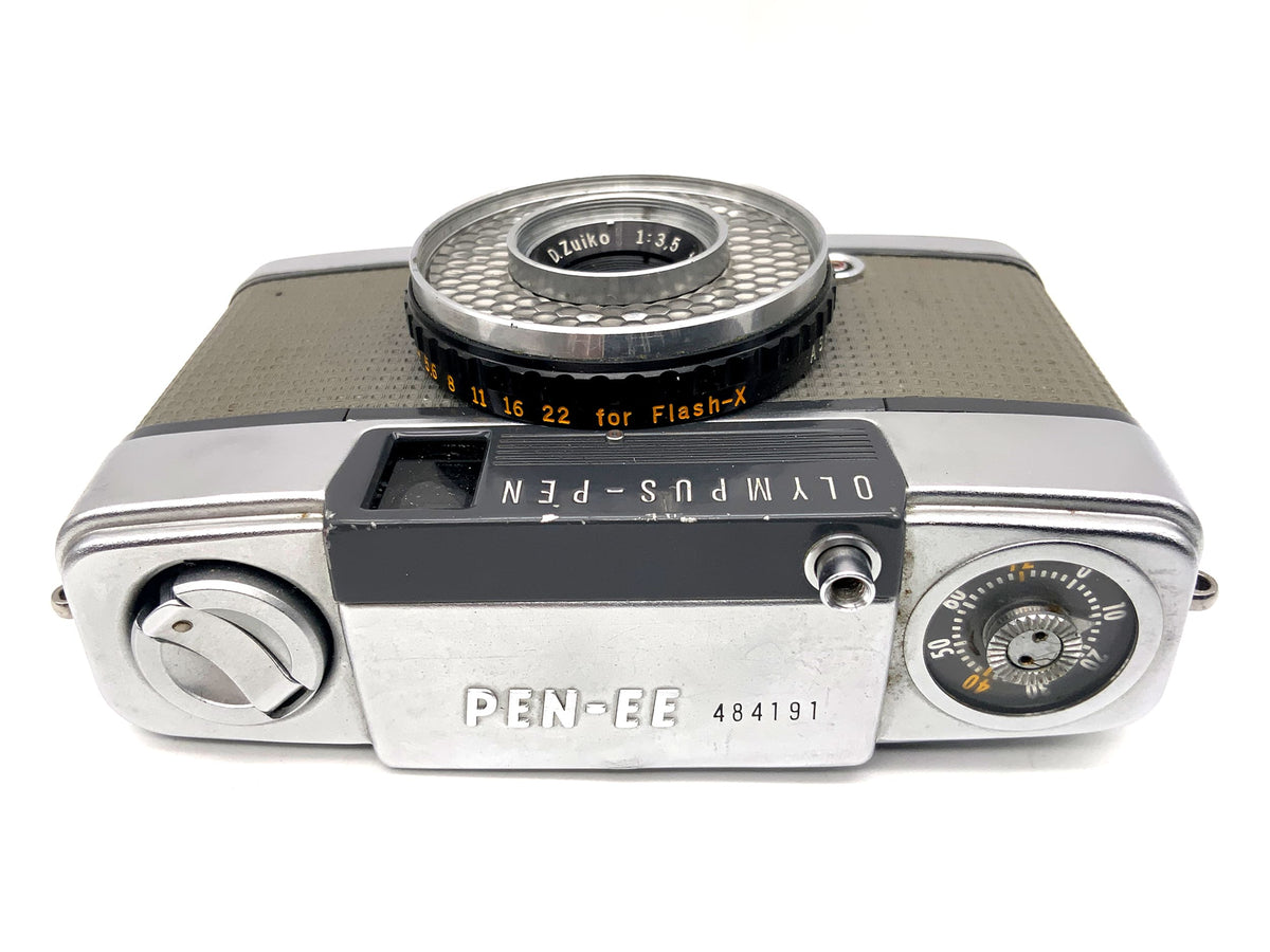 Olympus PEN-EE rangefinder camera with D.Zuiko 28mm 1:3.5 lens in original packaging, analog camera