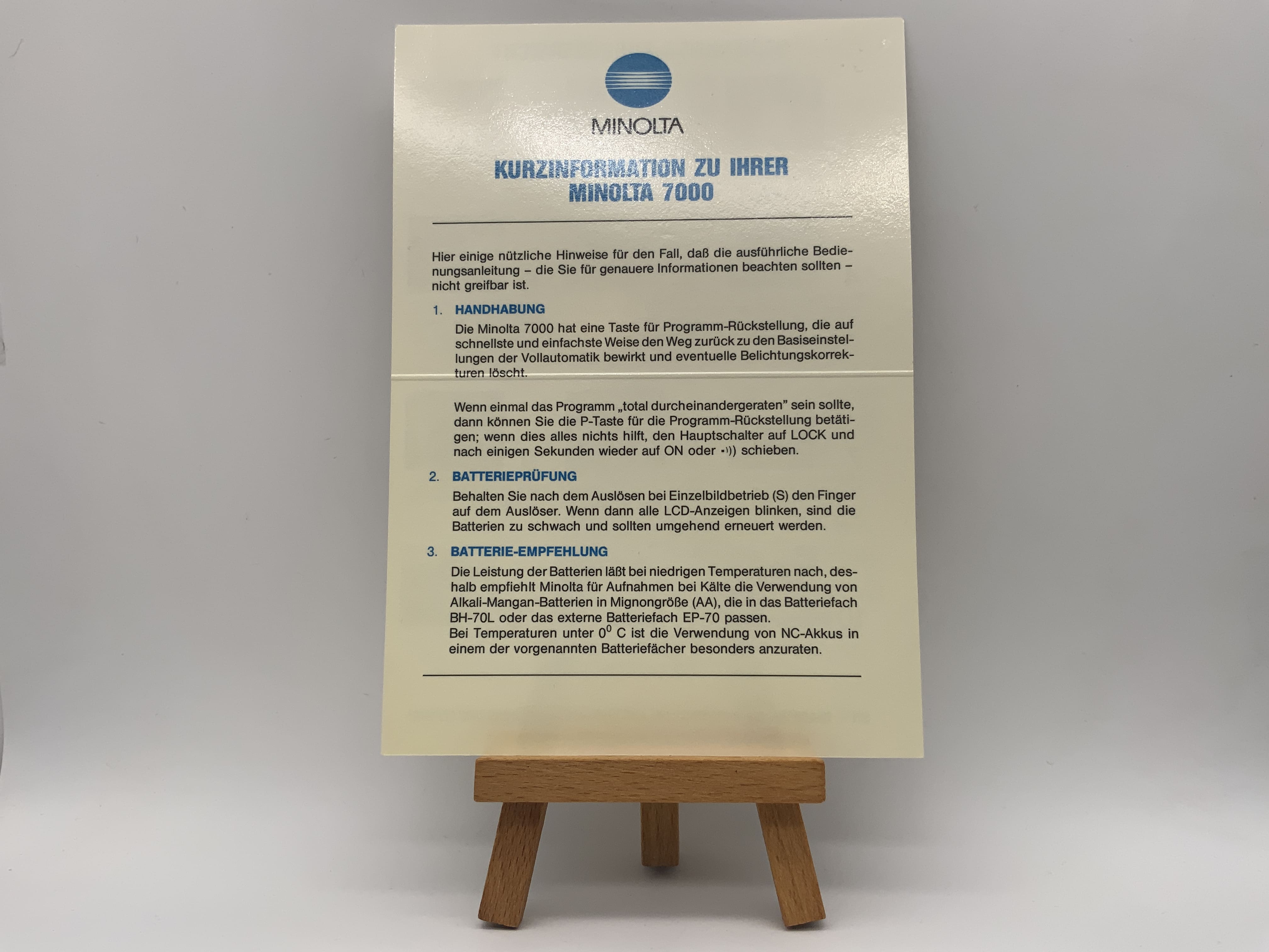 Minolta 7000 Kurzanleitung Deutsch