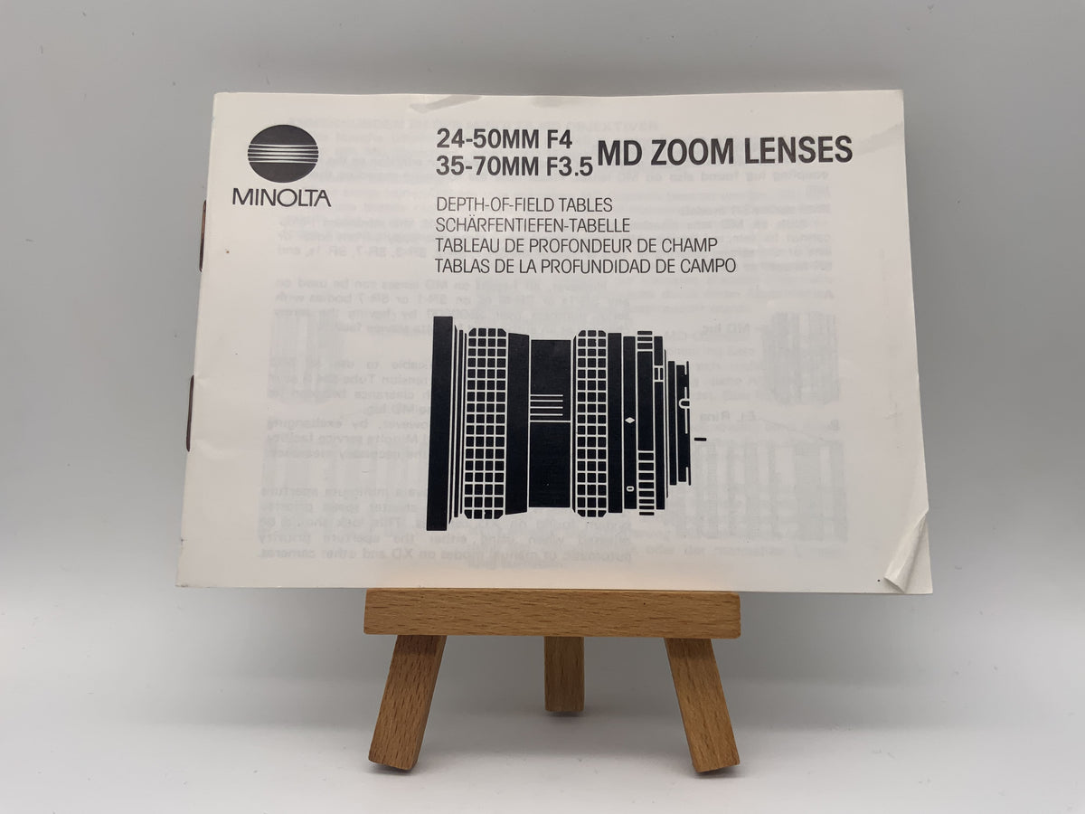 Minolta MD Zoom Lenses 24-50mm F4 / 35-70mm F3.5 Bedienungsanleitung Deutsch