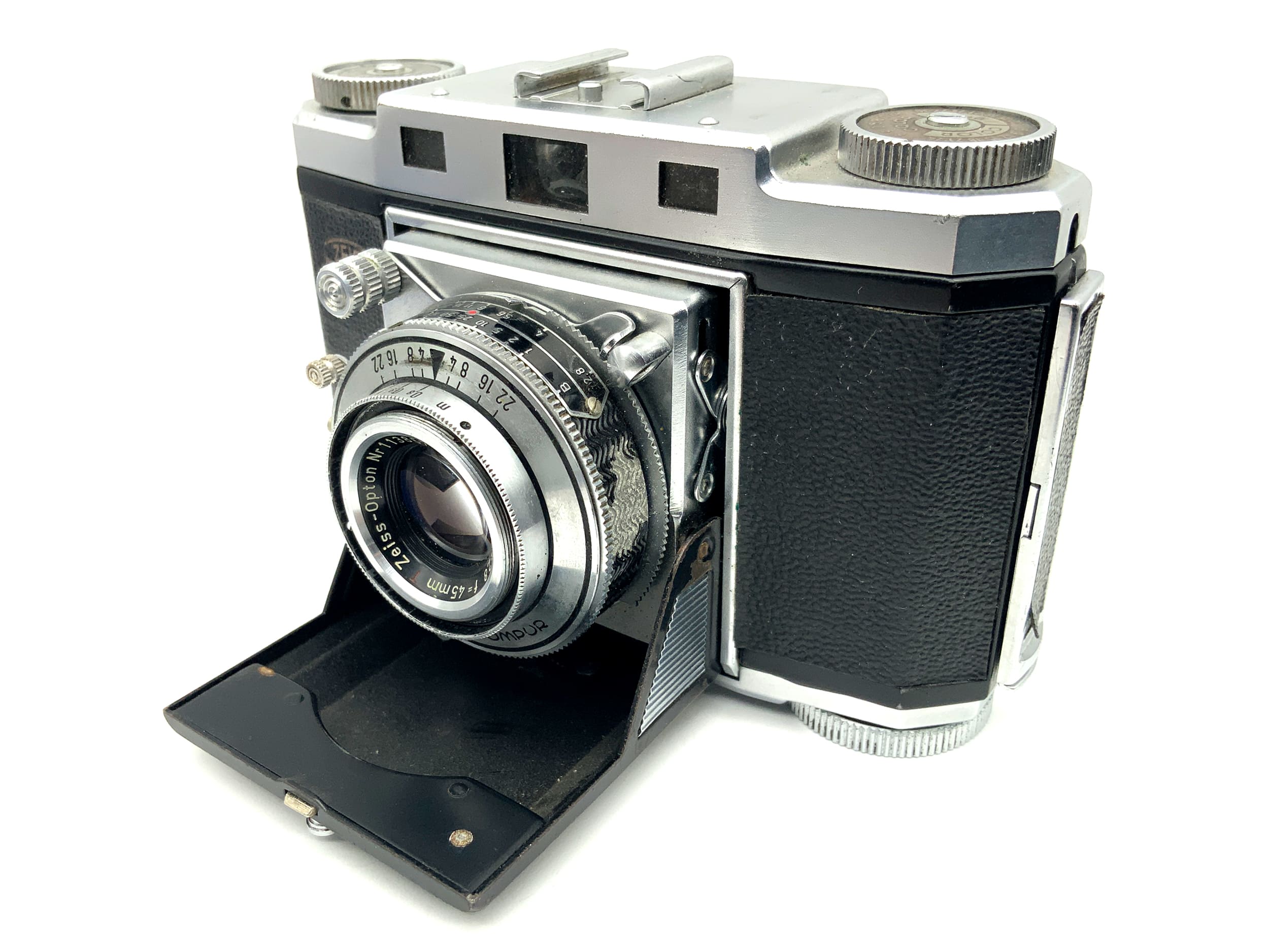 Zeiss Ikon Contina 524/24 folding camera with red T Tessar 45mm 1:2.8 Synchro-Compur
