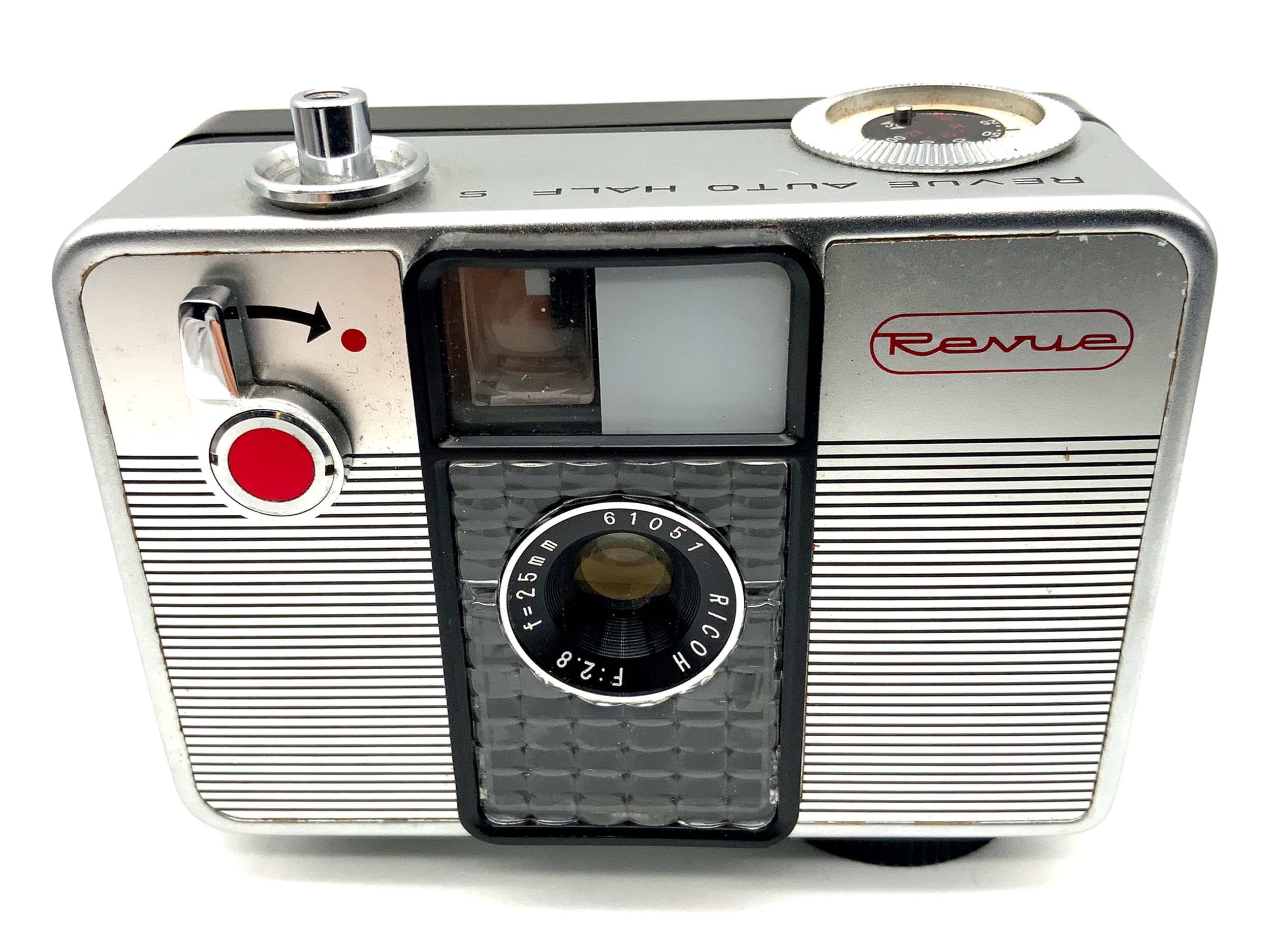Ricoh Revue Auto Half S viewfinder camera with Ricoh 25mm F:2.8 half-frame lens