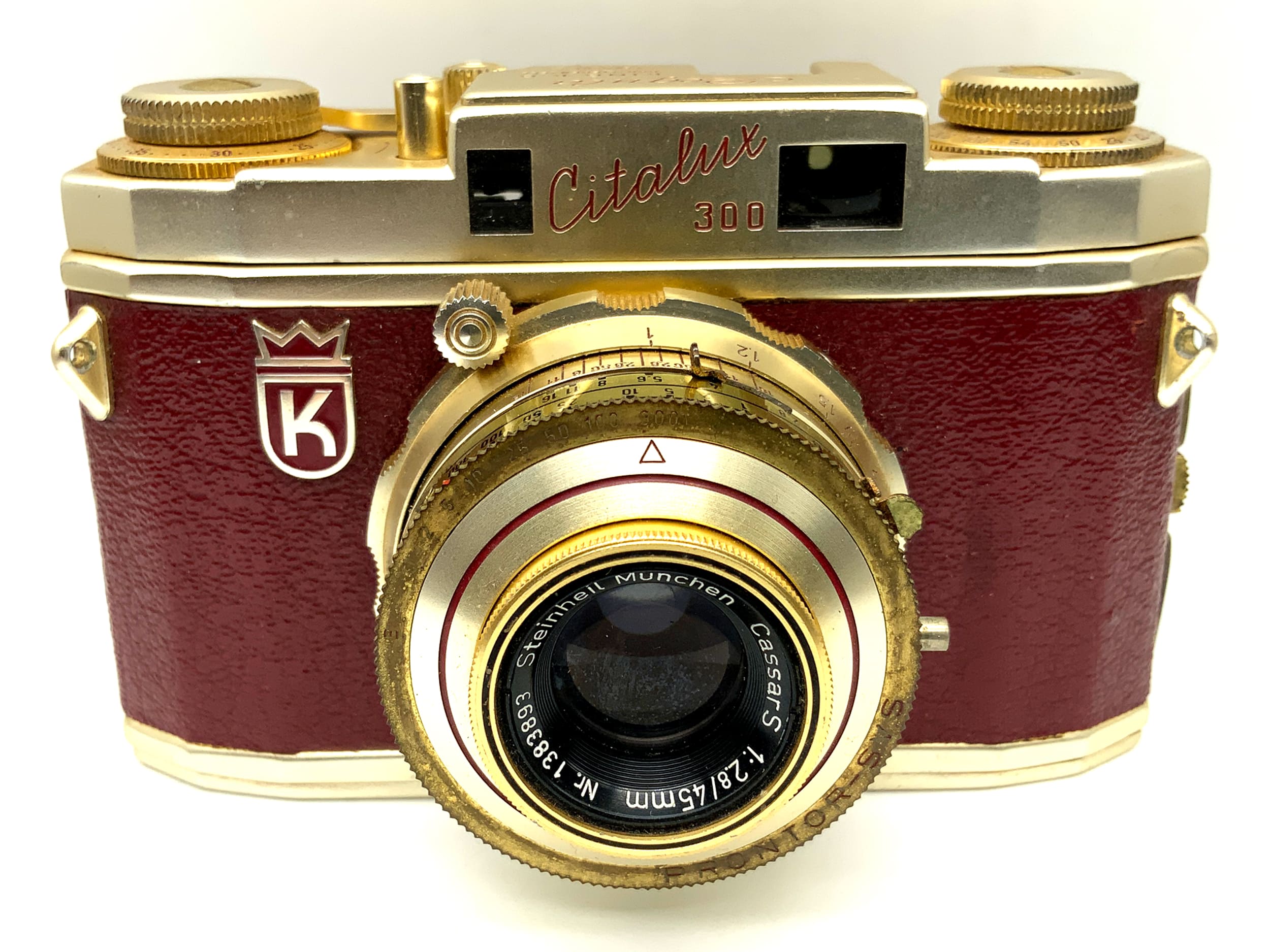 King KG Regula Citalux 300 with Cassar S 1:2.8/45mm Prontor-SVS gold with case