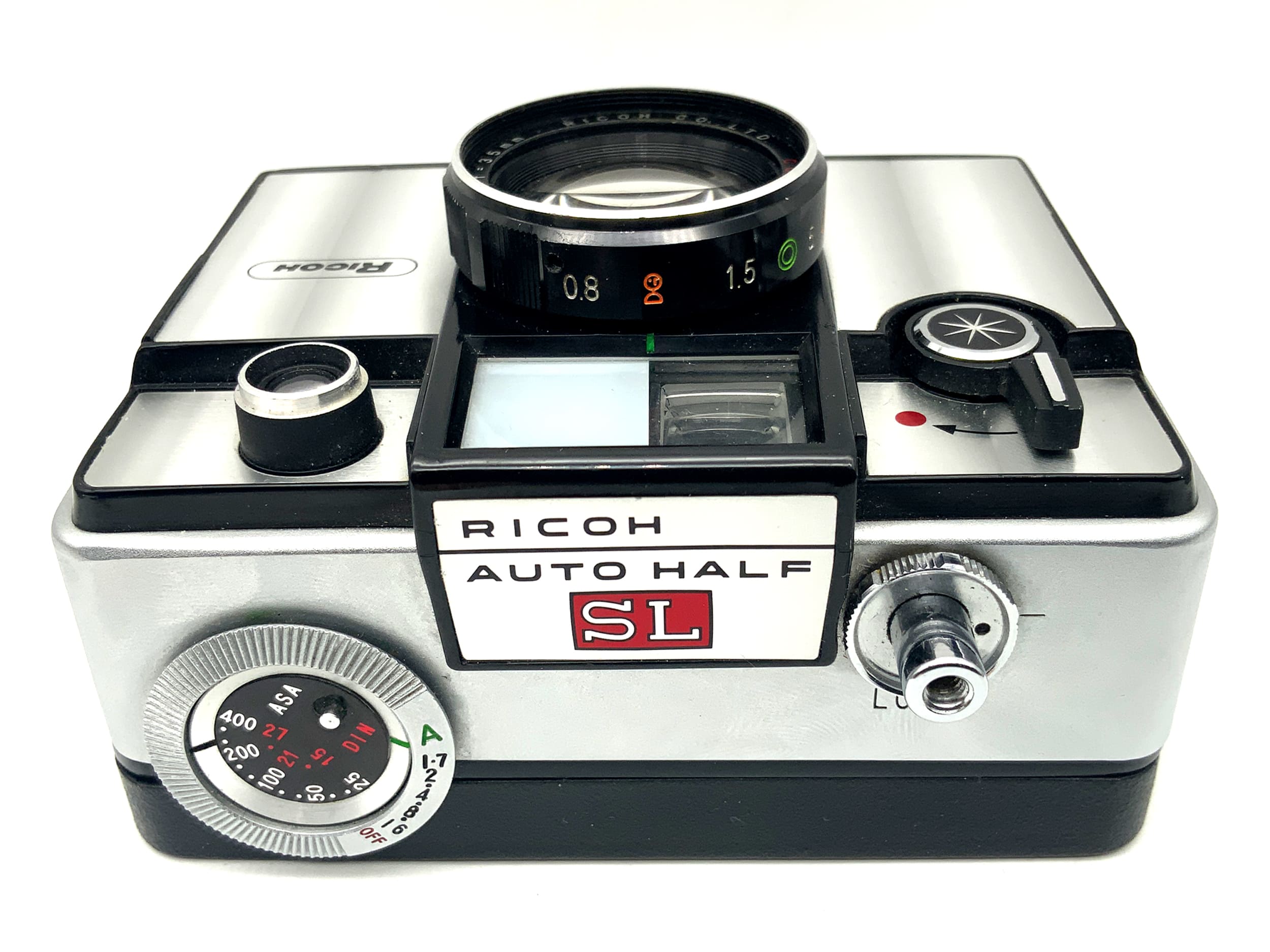 Ricoh Auto Half SL viewfinder camera with Color Rikenon 35mm 1:1.7 half-frame camera