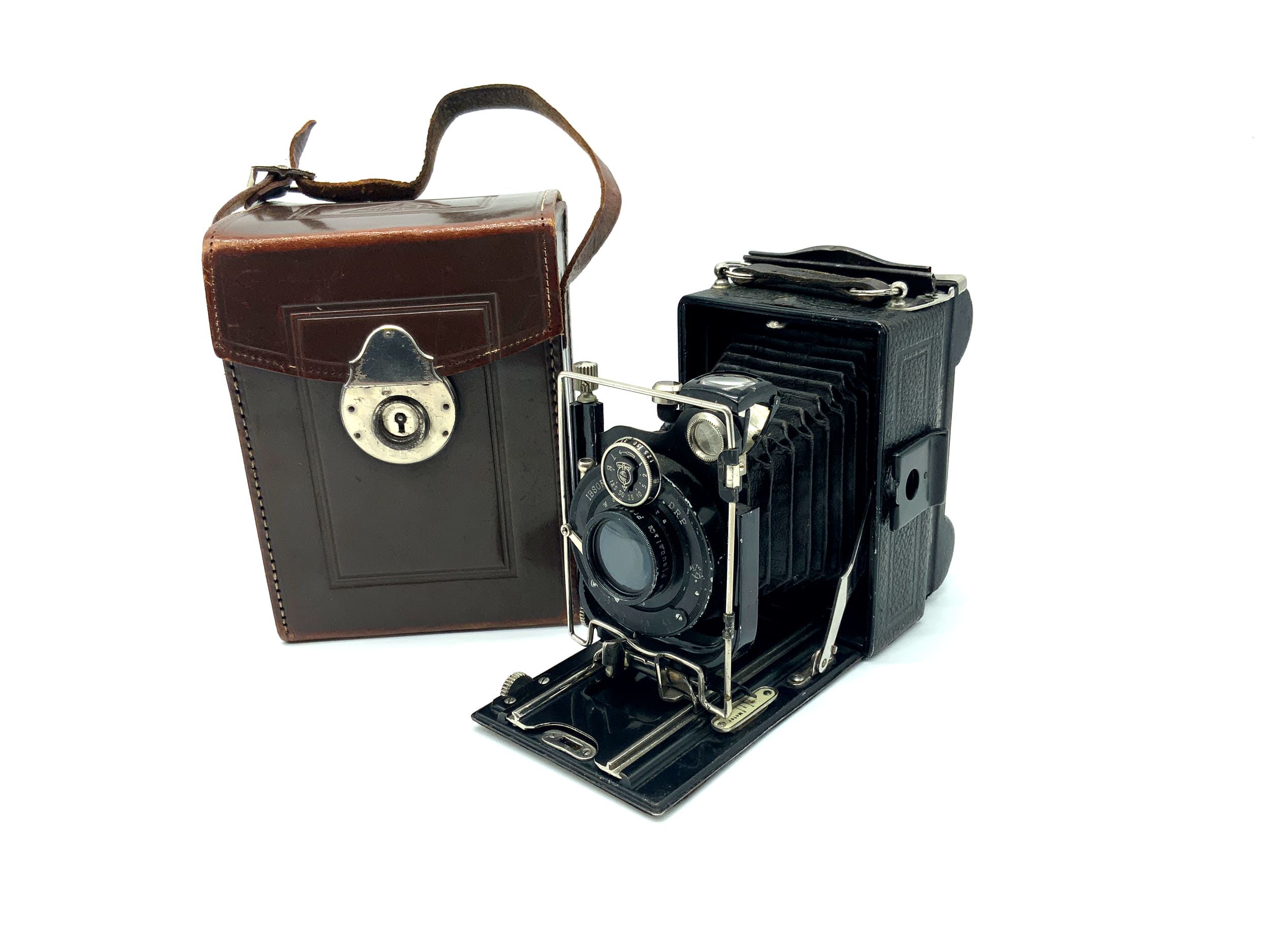 Wauckosin Wara plate camera with Plaubel Pecomat 10.5cm 1:4.5 lens with Rollex patent