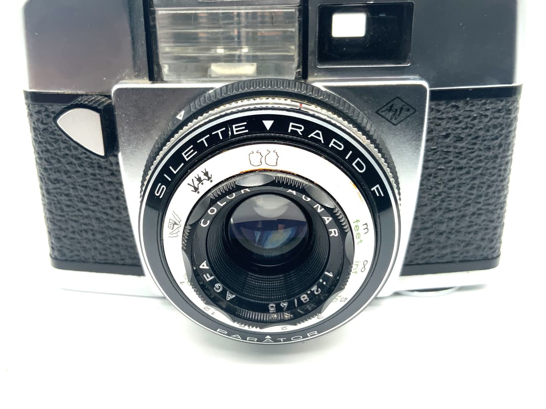 Agfa Silette Rapid F Sucherkamera mit Color Agnar 45mm 1:2.8 mit Blitz (Agfalux)