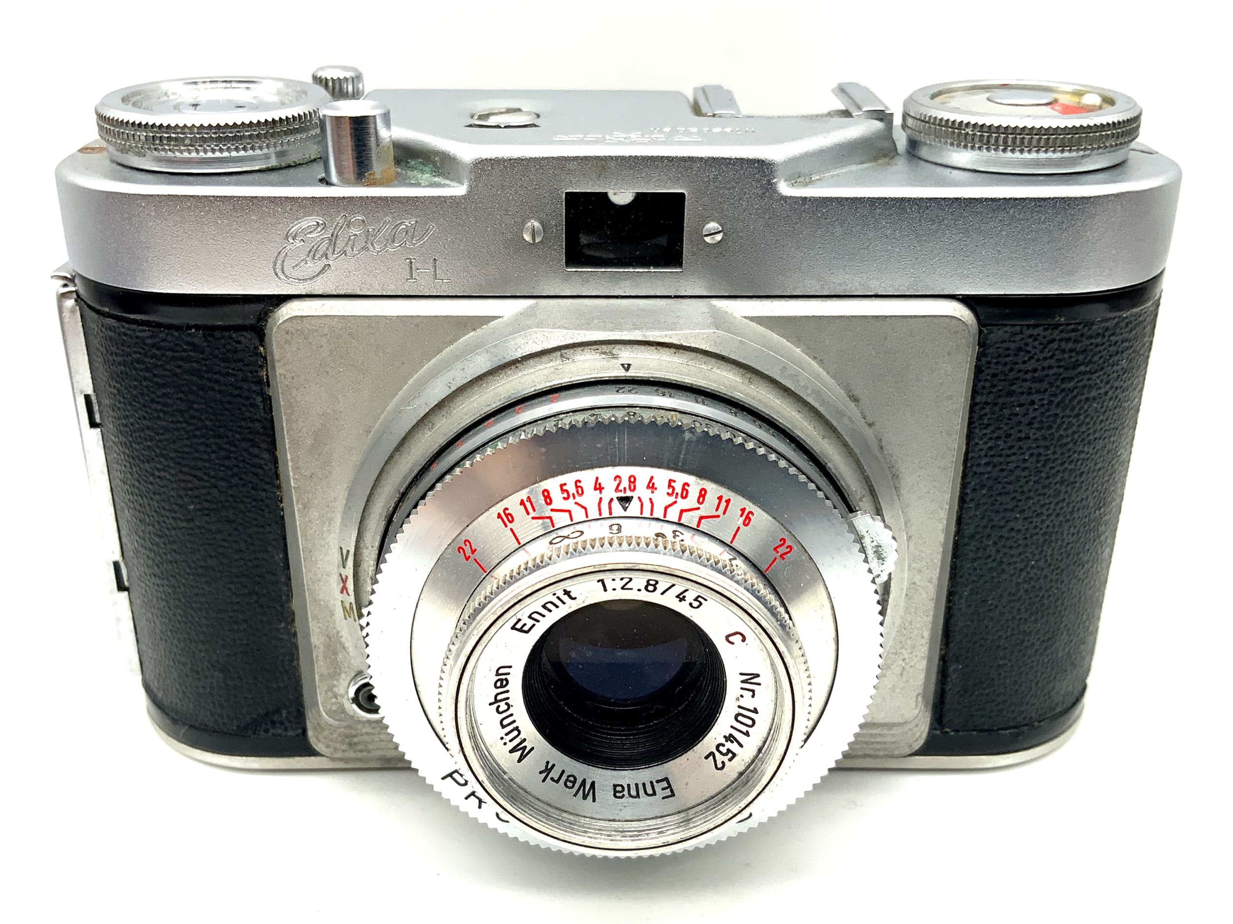 Wirgin Edixa IL viewfinder camera with Ennit 1:2.8/45 red C Prontor-SVS