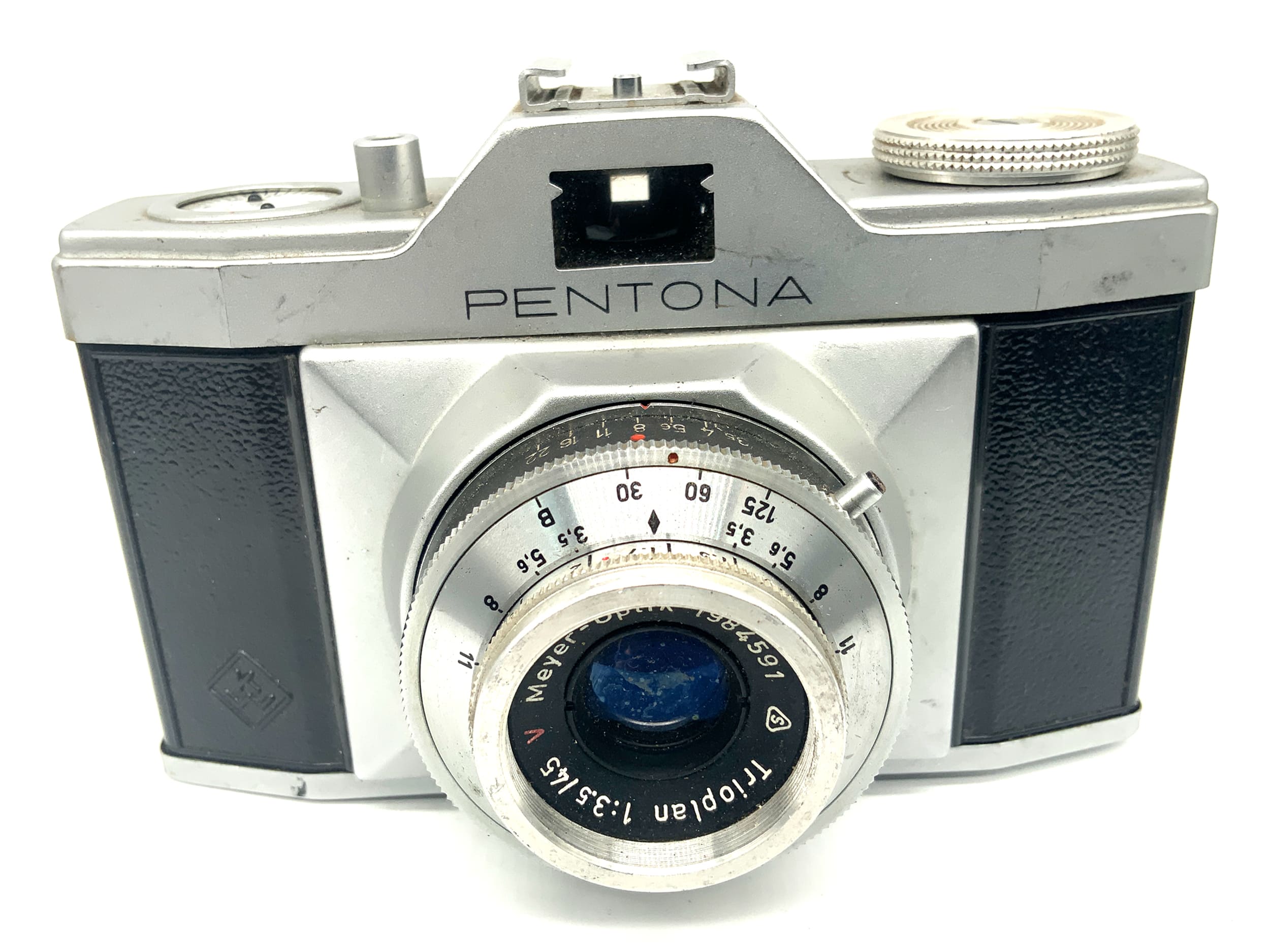 Pentacon Pentona Sucherkamera mit Trioplan 45mm 1:3.5 red V Priomat Analogkamera