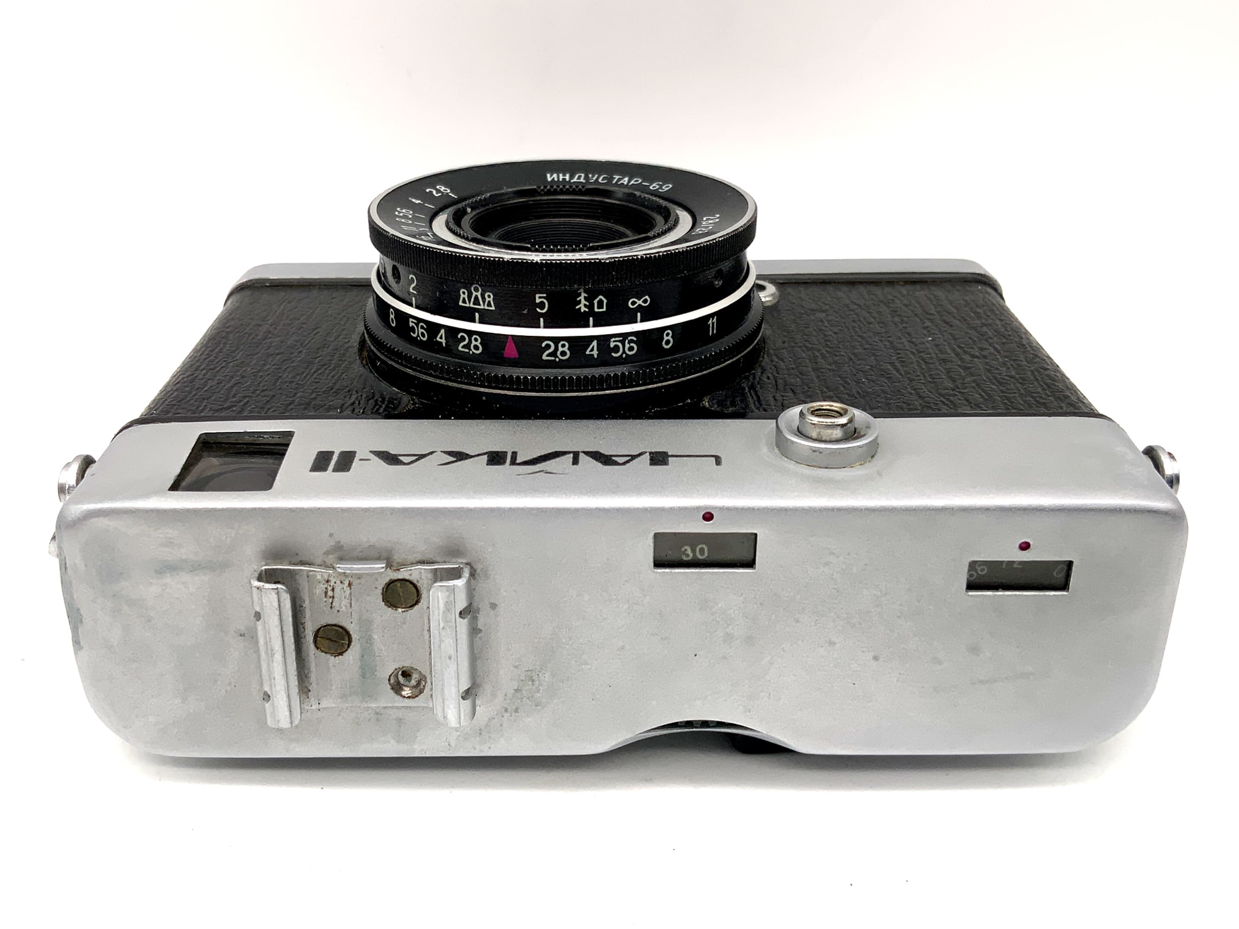 Chaika II viewfinder camera, Industar-69 2.8/28, Möwe II half-frame camera
