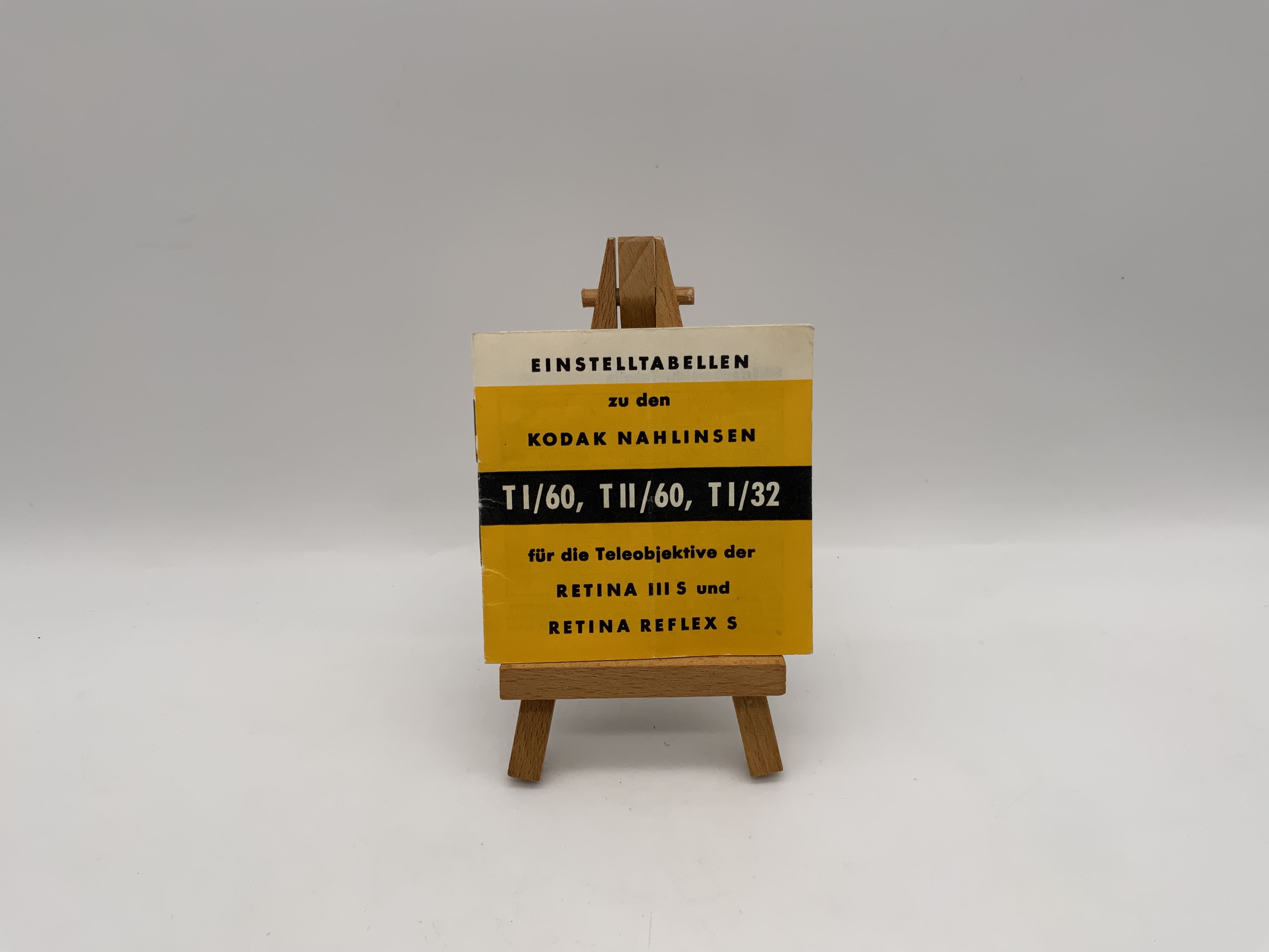Kodak TI/60, TII/60, TI/32 near-vision lens setting charts (German)