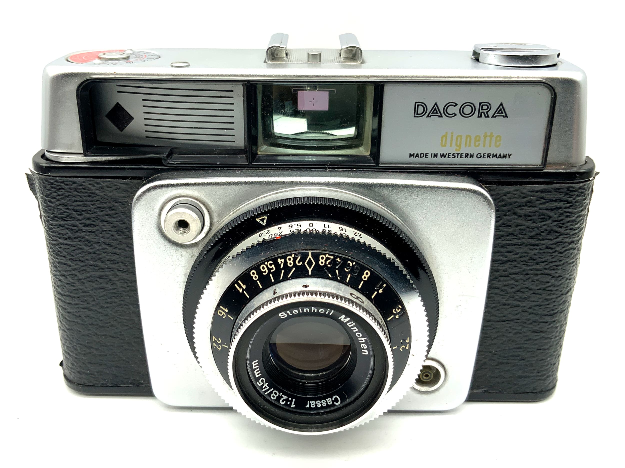 Dacora dignette viewfinder camera with Steinheil Cassar 1:2.8/45mm! Beli defective!