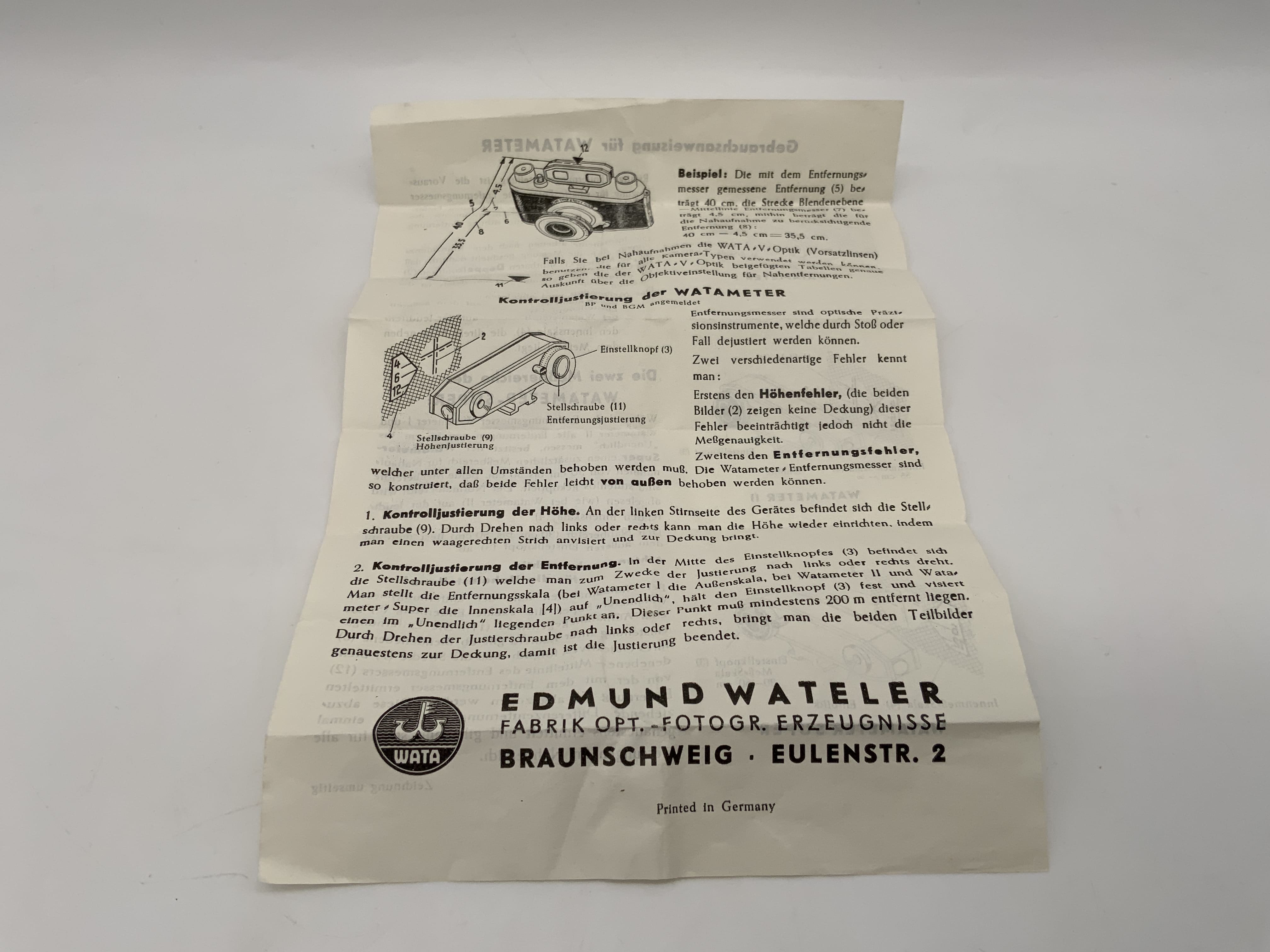 Warta meter user manual (German)