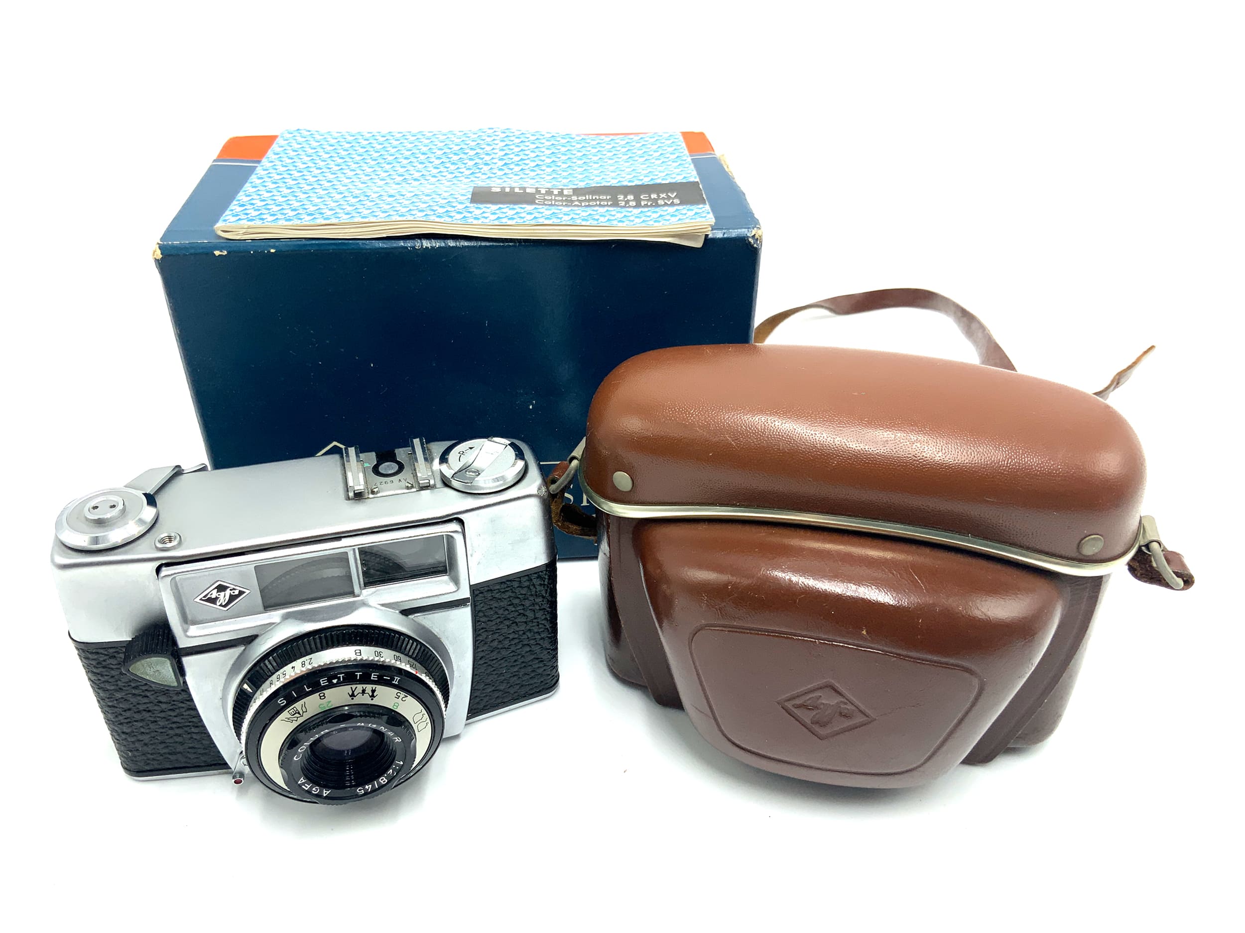Agfa Silette-II Sucherkamera Color-Agnar 45mm 1:2.8 Prontor 125 OVP Analogkamera
