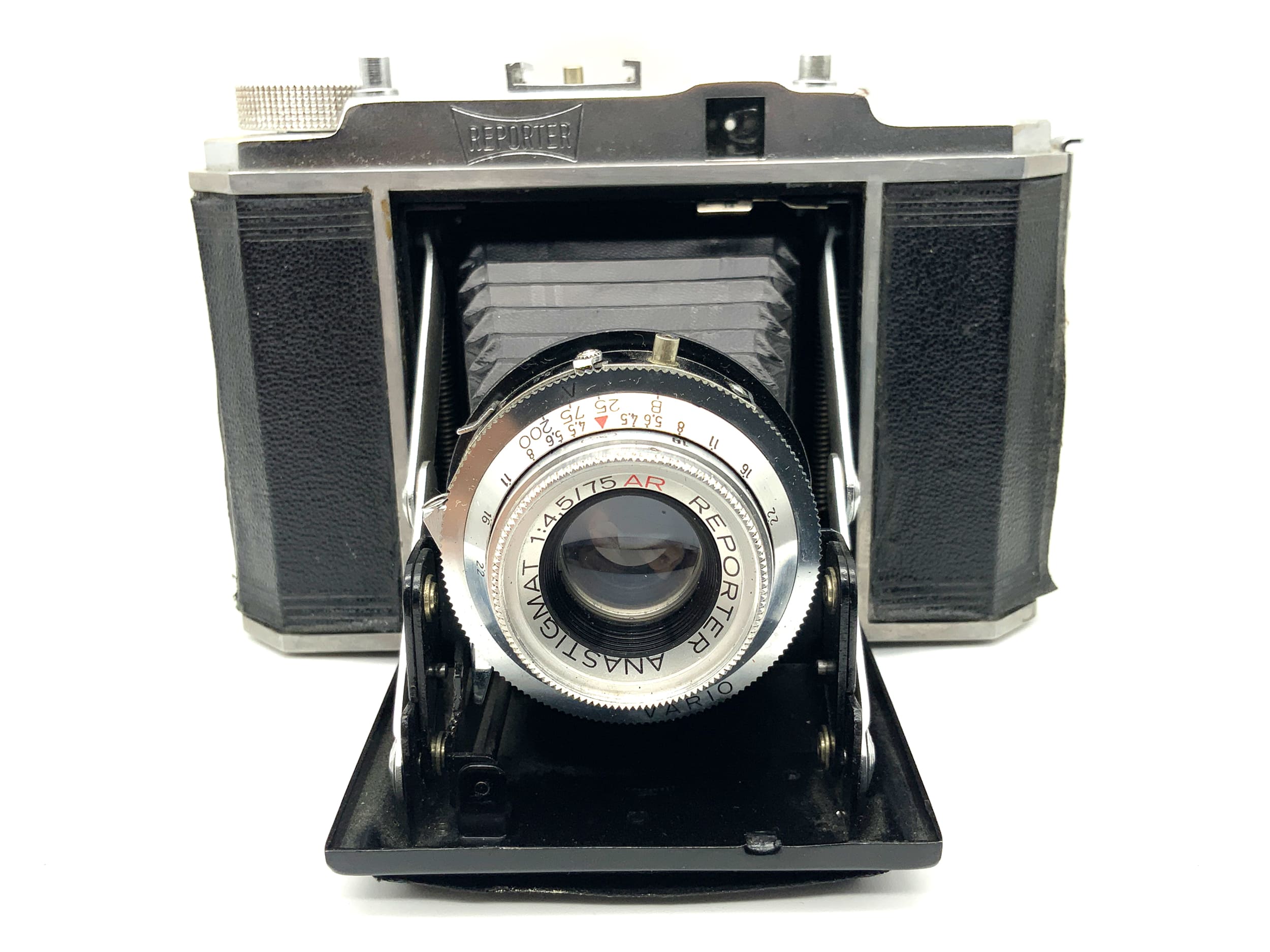 Reporter folding camera with Anastigmat 75mm 1:4.5 AR Vario analog camera