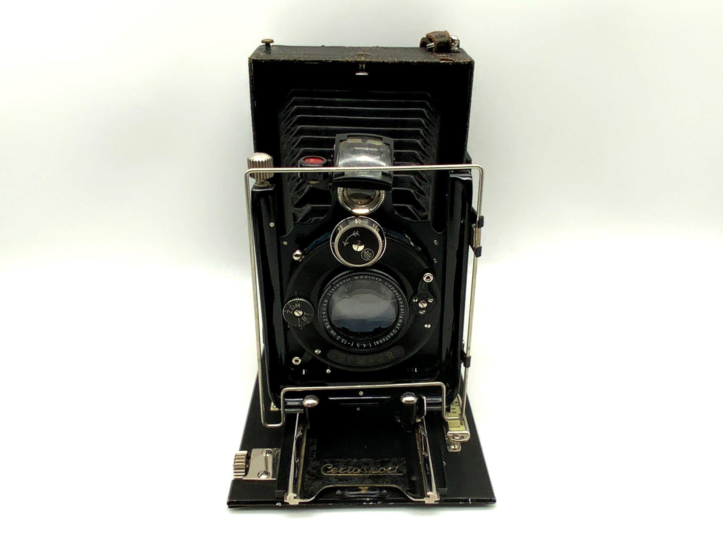 Certo Sport plate camera with double anastigmat, unofocal 1:4.5/13.5cm Compur 0