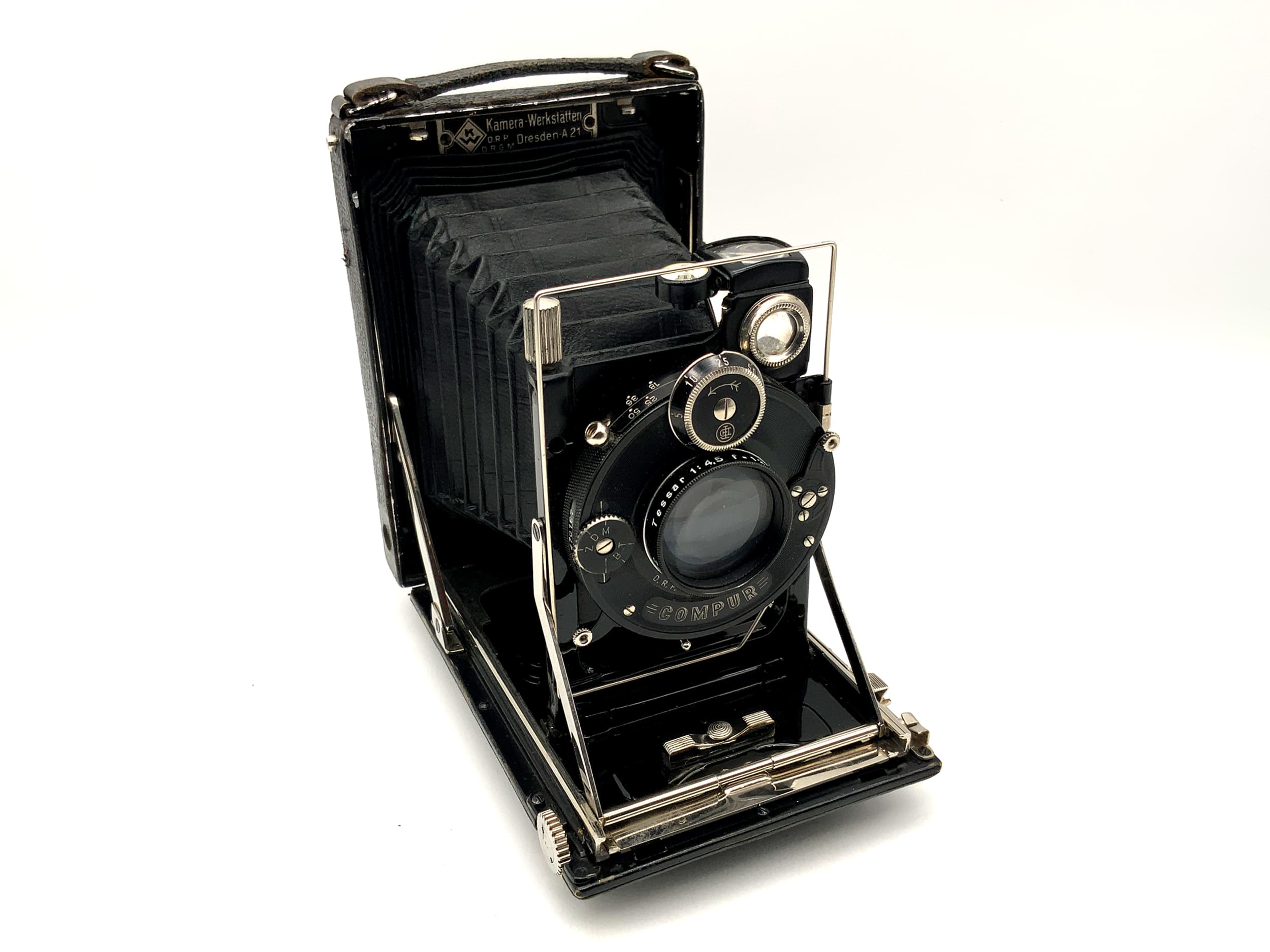 KW patent case plate camera with Carl Zeiss Tessar 1:4.5 f=12cm Compur 0