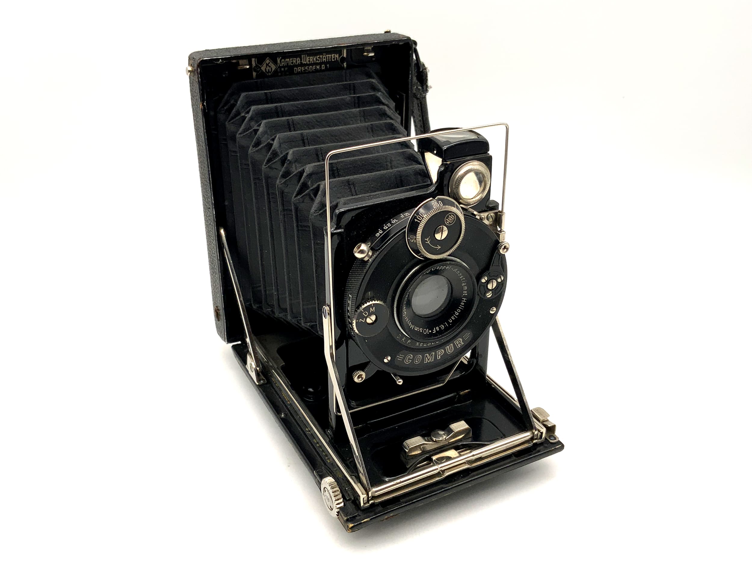 KW Patent Case Plate Camera Double Anastigmat Helioplan 1:6.8/10.5cm Compur 0