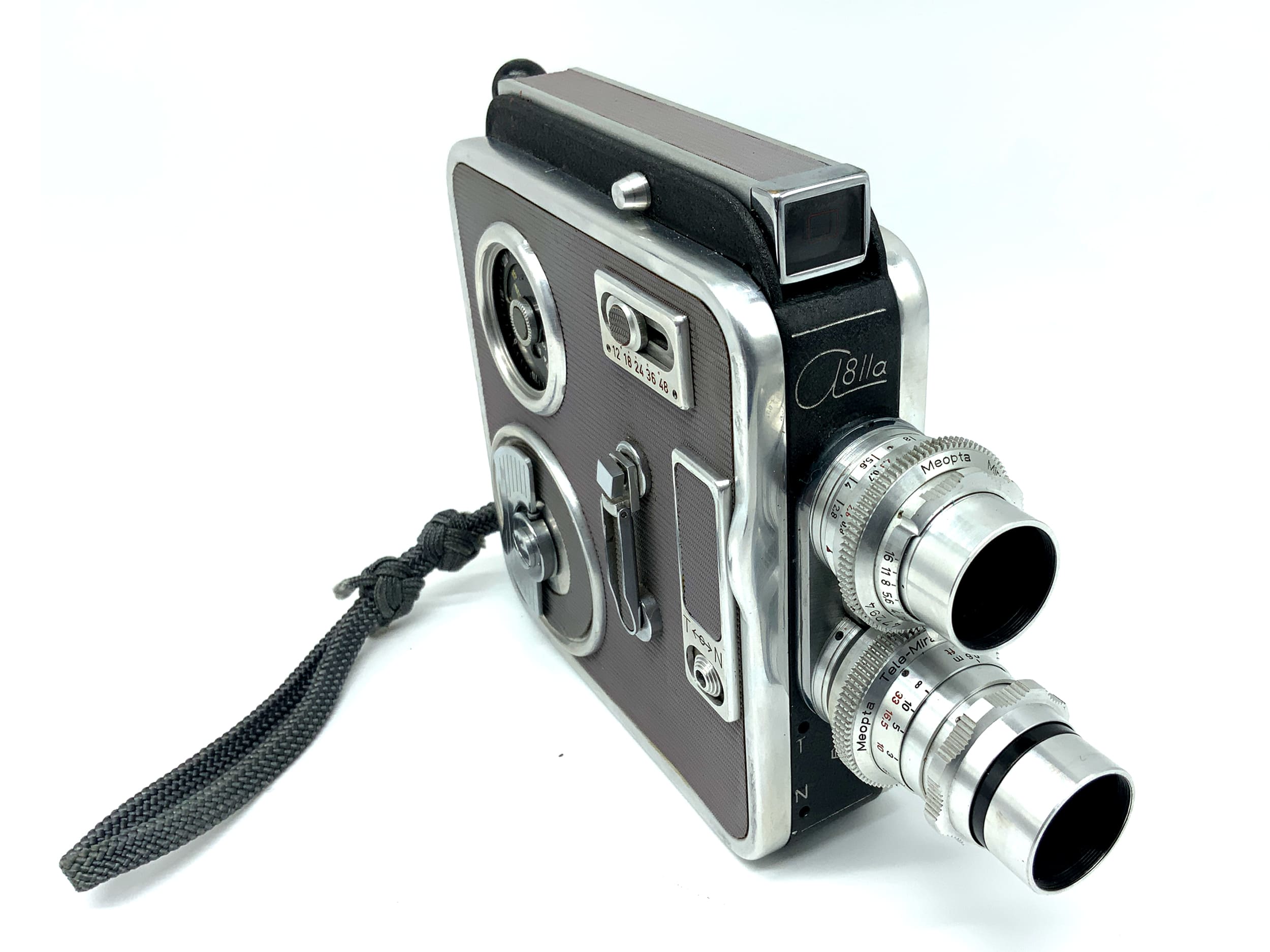 Meopta a8lla film camera with mirar 2.8/12.5 tele-mirar 3.5/35 Super 8