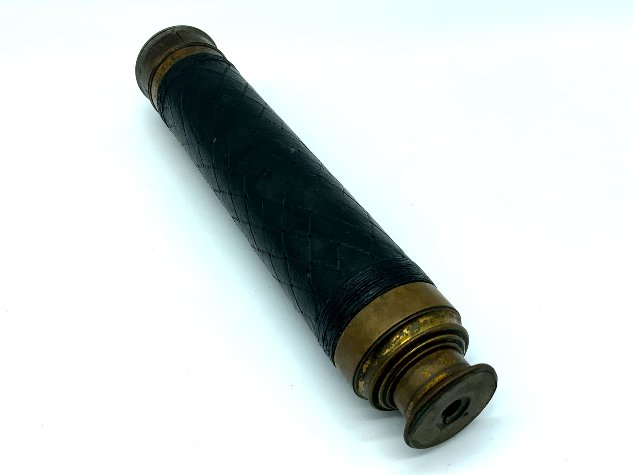 Antique brass telescope, binoculars, monocular