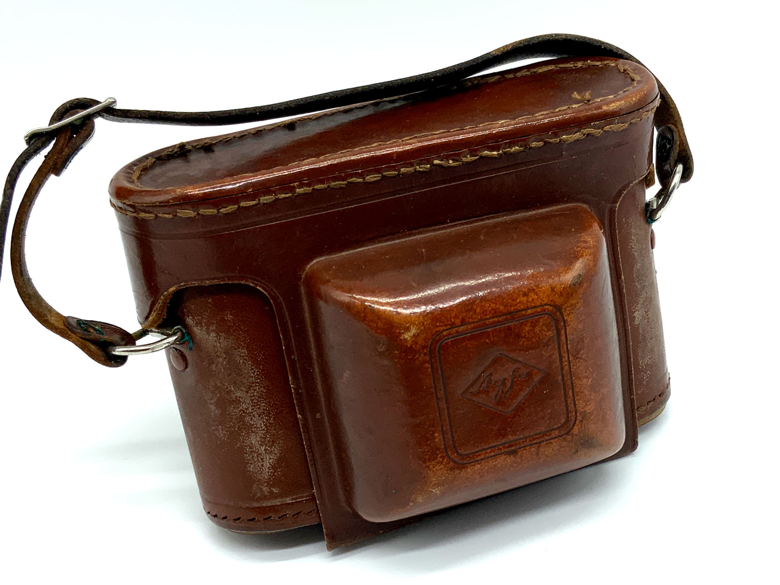 Agfa Karat ready bag, brown leather case, camera bag