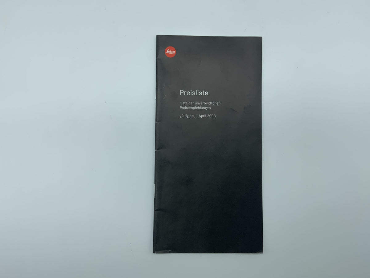 Leica Price List (German) Valid from October 1, 2003